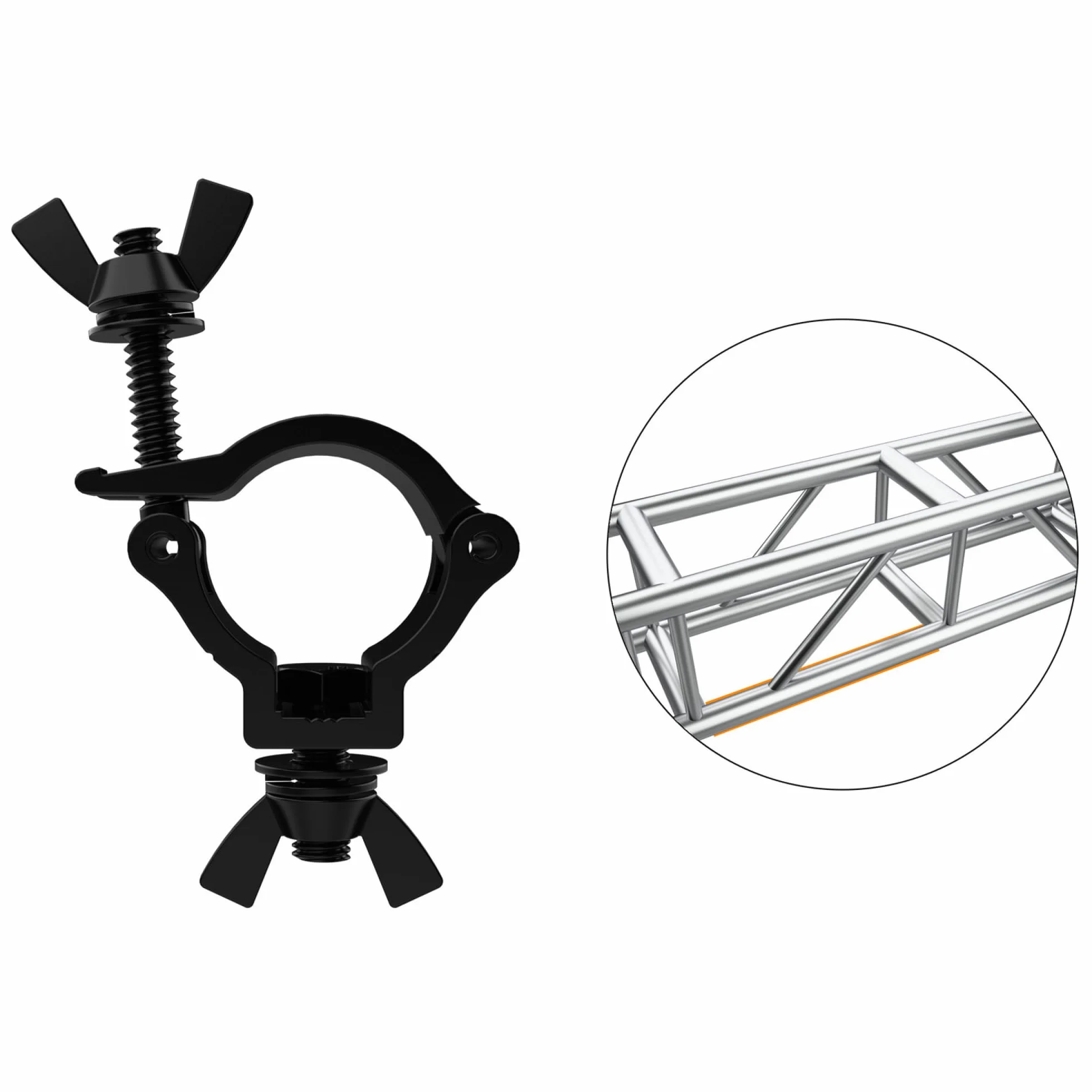 Audibax ACP-354075BK - Pazur Truss o średnicy 35-40mm - Hak do Truss o maksymalnym obciążeniu 75 kg - Zacisk do świateł scenicznych - Zacisk do mocowania głowicy ruchomej