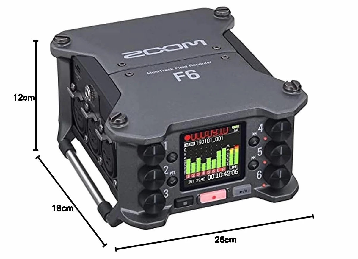 ZOOM F6 Rejestrator Polowy 6-Kanałowy 14-Ścieżkowy 32-Bit Audio Timecode UE Antracyt
