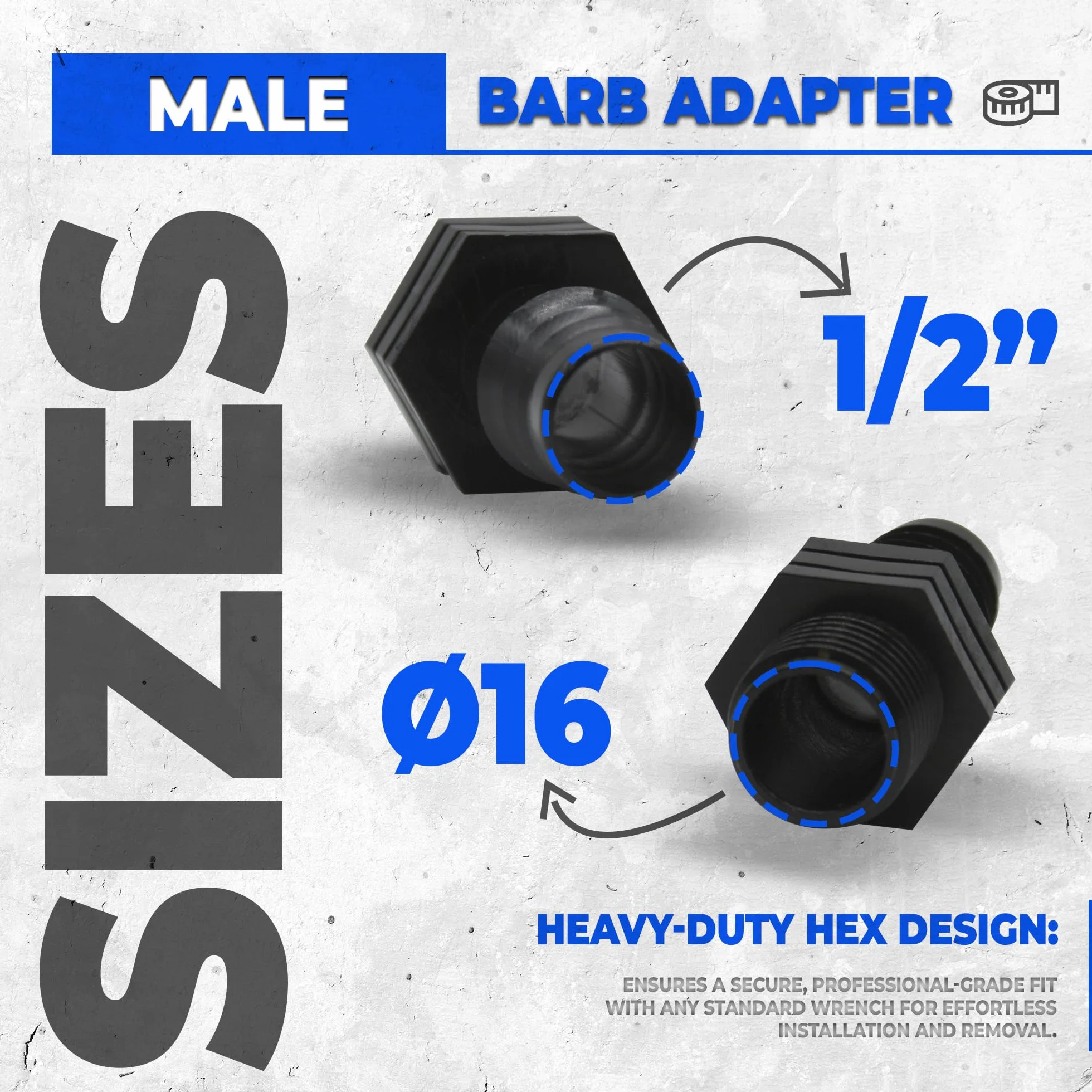 DOJA Barcelona Złącze męskie szczelinowe - 16 x 1/2" - zestaw 10 - adapter węża do nawadniania, bezpieczny, złączka węża, łatwa instalacja, złącze węża nawadniającego, akwarium