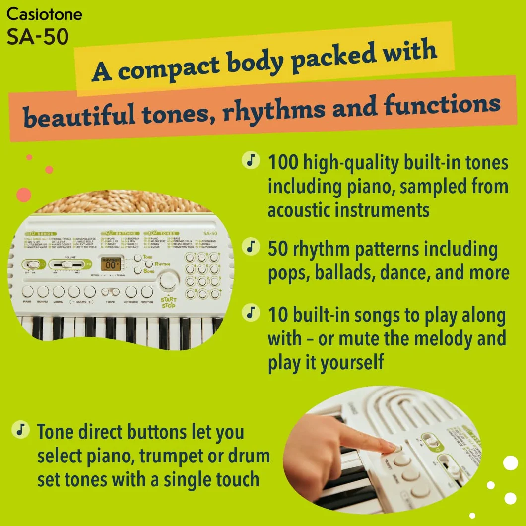 Casio Sa 50 Mini Keyboard, Biały, 32 klawisze