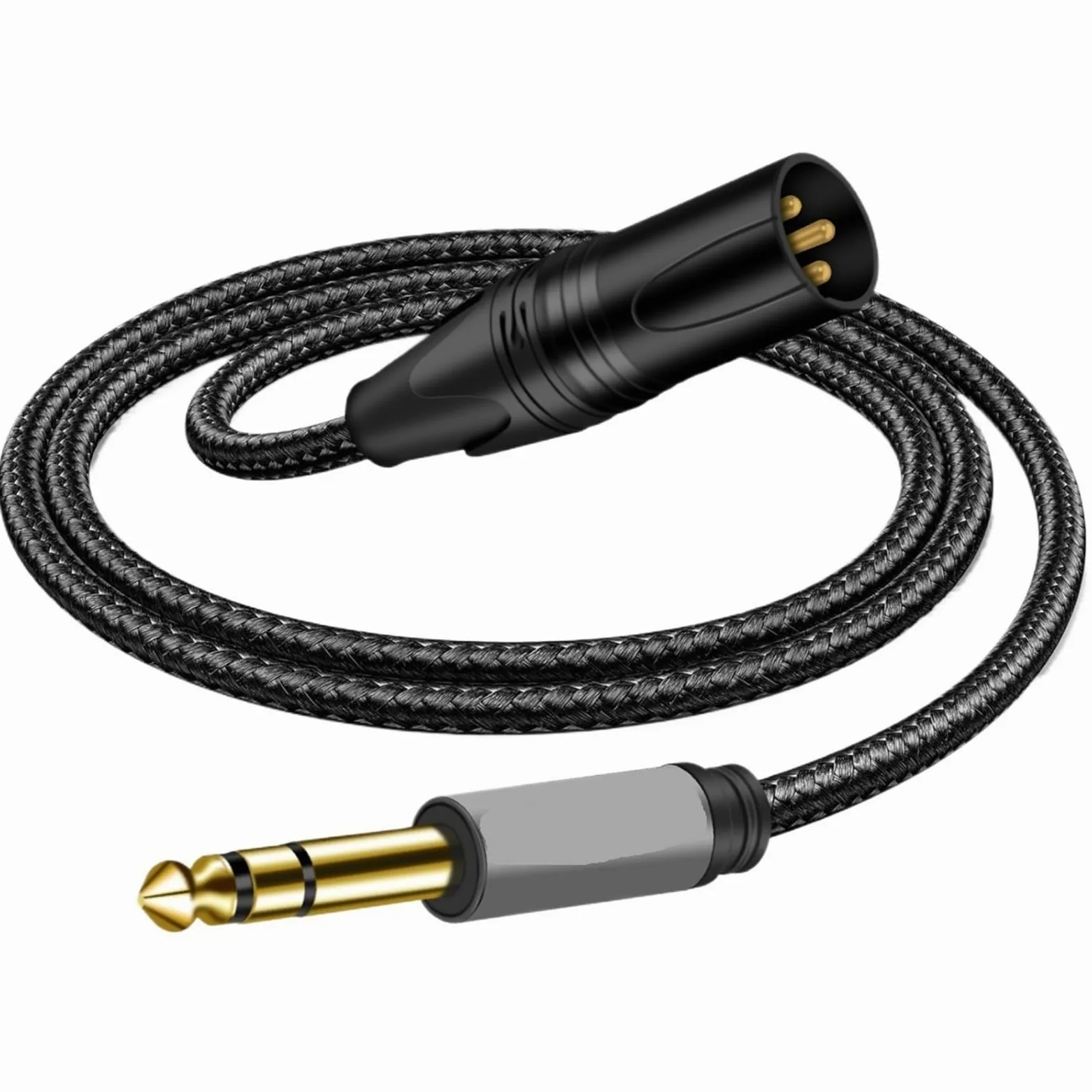 Kabel audio Aux do gitary stereo XLR męski na TRS 1/4 z oplotem Dark Web do gitary, urządzeń kina domowego, głośnika i wzmacniacza (8m)