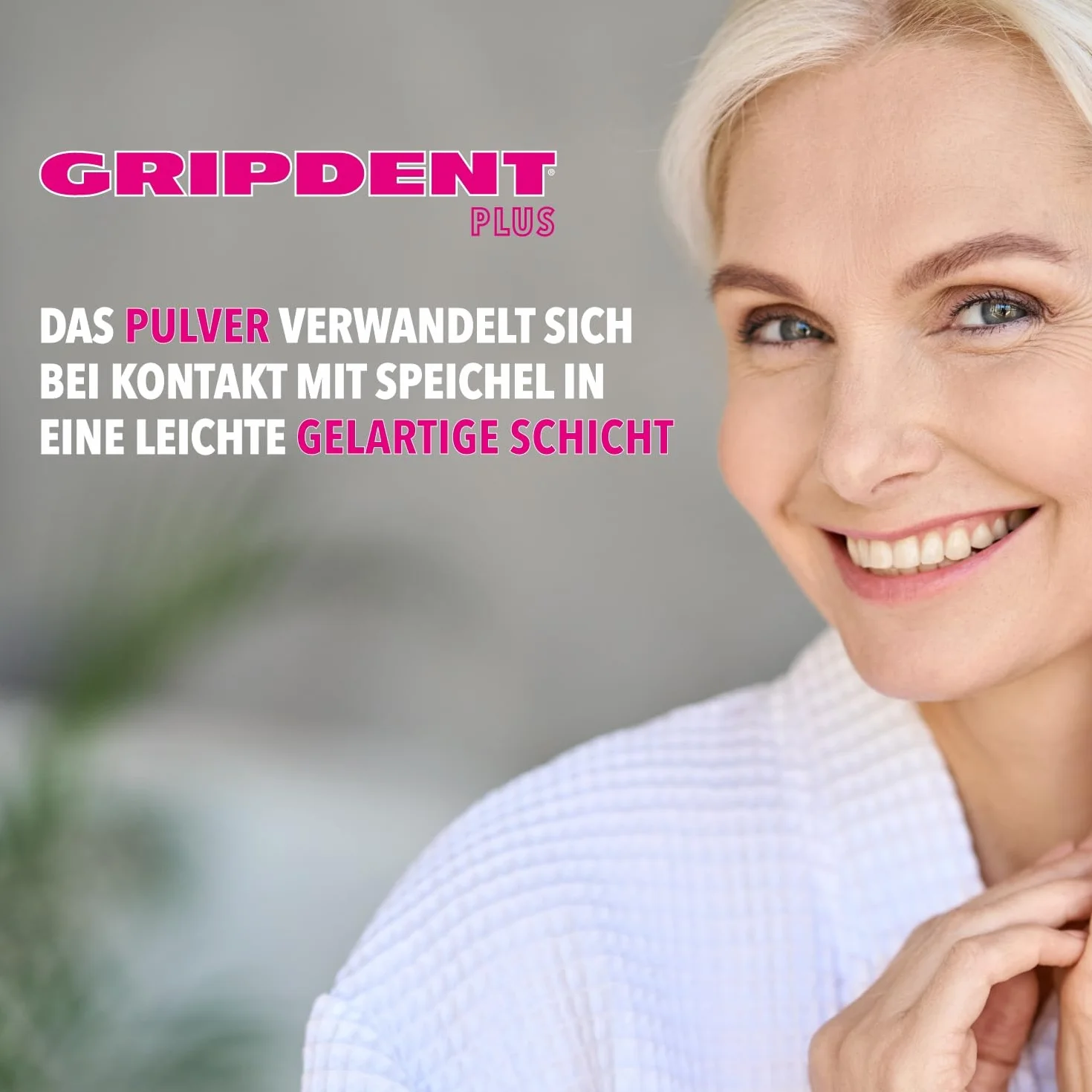 Gripdent Plus proszek do protez dentystycznych i dentystycznych - nie powoduje podrażnień, bardzo łatwe mocowanie