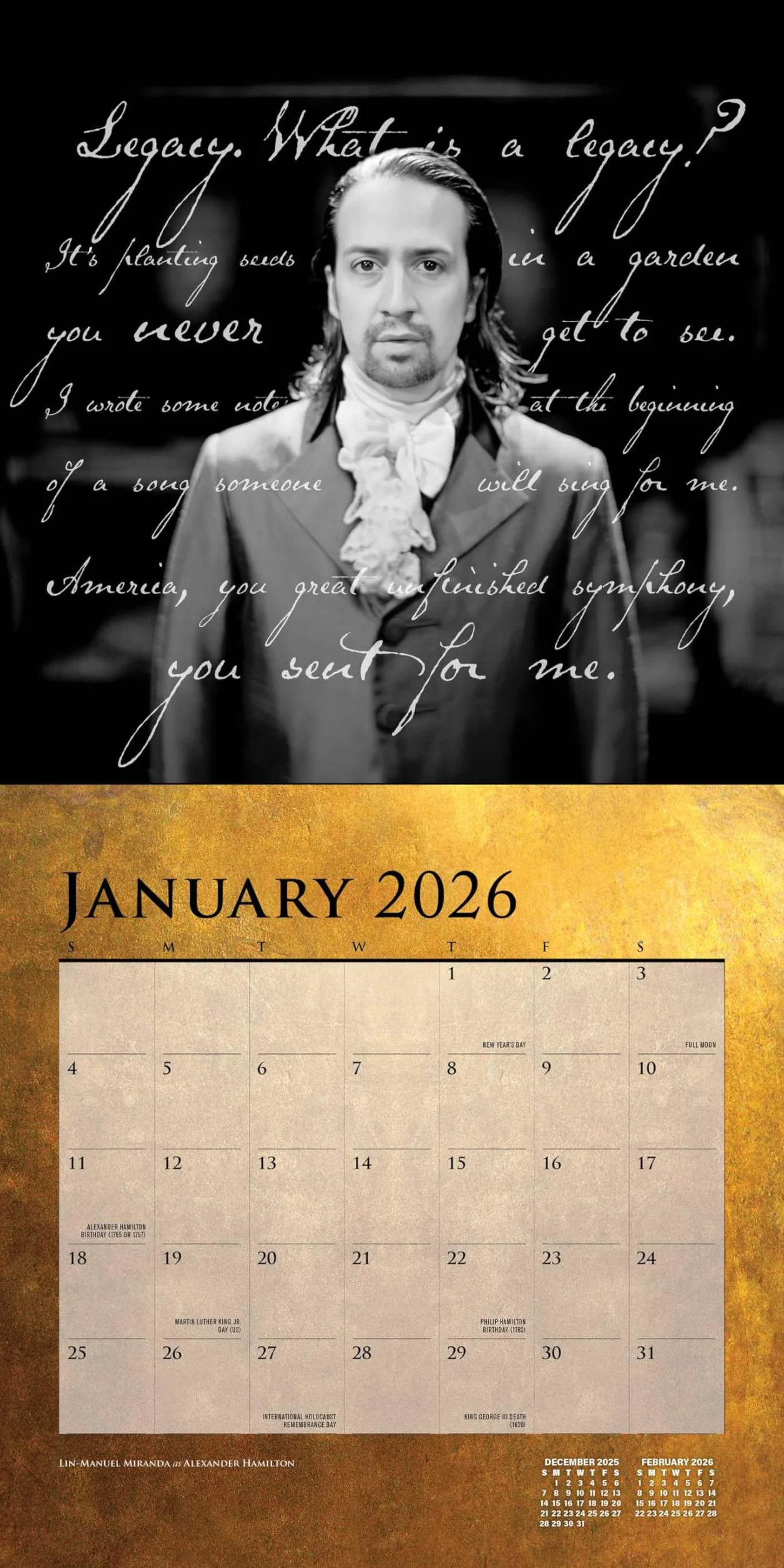 Hamilton 2026 Wall Calendar: An American Musical