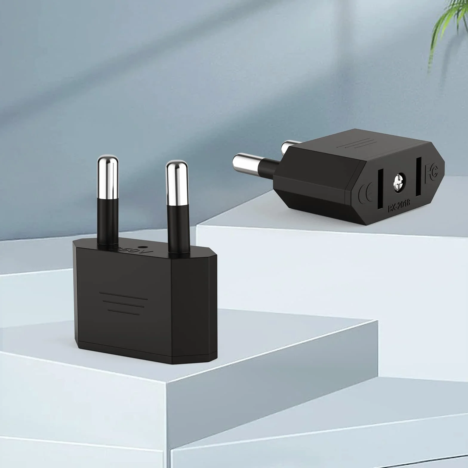 VIEVRE Adapter US na UE, 2 piny, wtyczka USA, Niemcy, Ameryka, Meksyk, Kanada, Egipt, Hiszpania, adapter do UE, USA adapter do gniazdka (czarny)