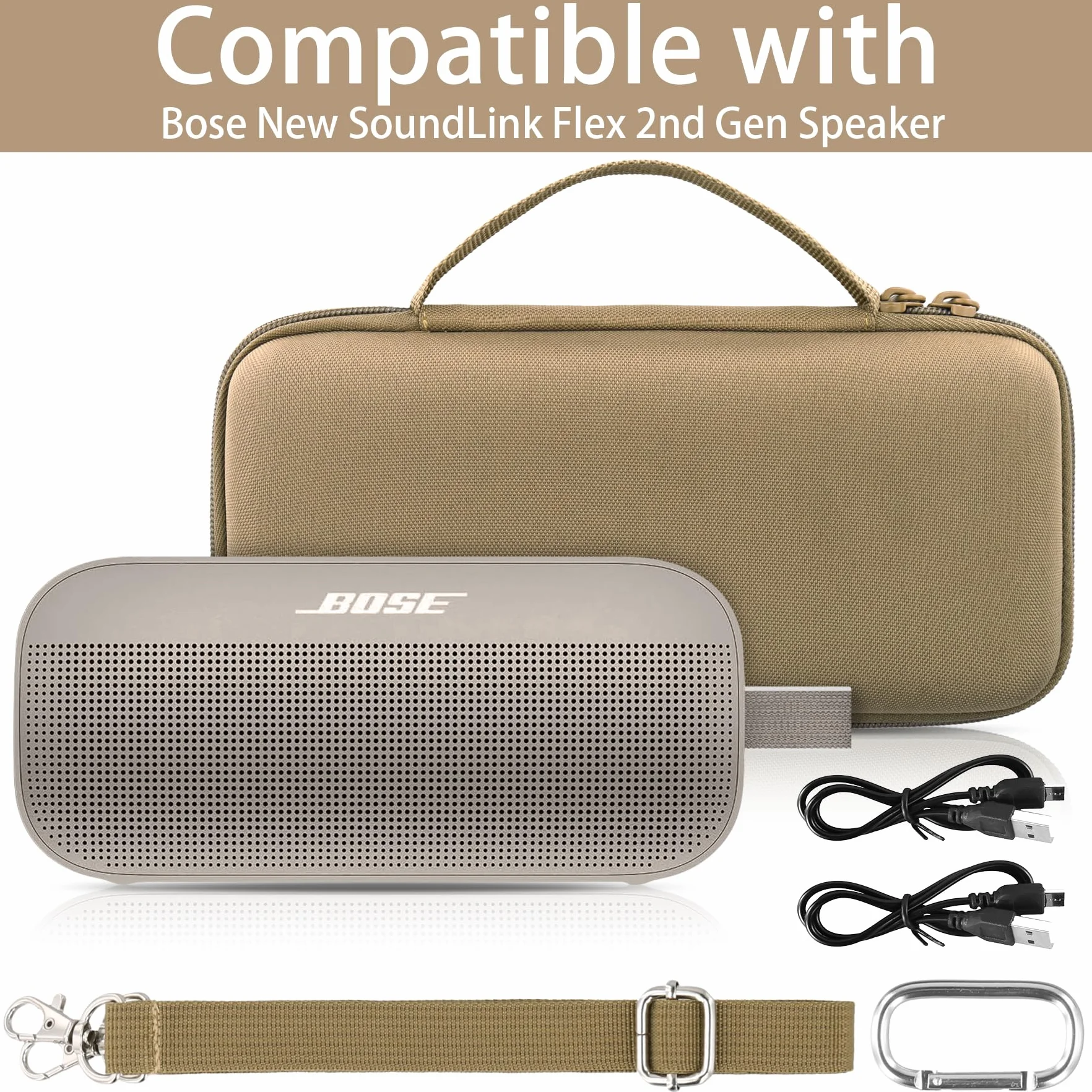 co2CREA Twarde zamienne etui podróżne do przenośnego głośnika Bluetooth Bose New SoundLink Flex 2. generacji/ Bose SoundLink Flex (brązowe)