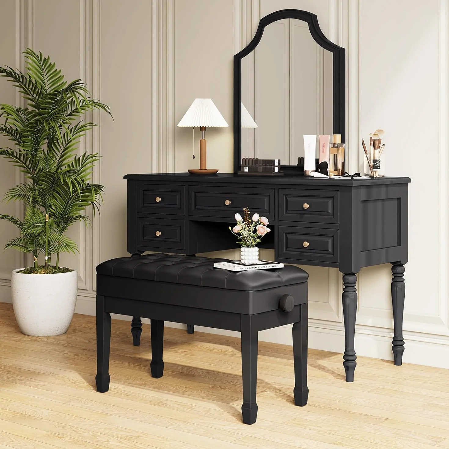 LIFERUN Podwójna ławka fortepianowa, długie krzesło fortepianowe z regulacją wysokości 72 x 34 x 50 cm, ławka do pianina z pogrubionej skóry PU z miejscem do przechowywania, wytrzymały taboret