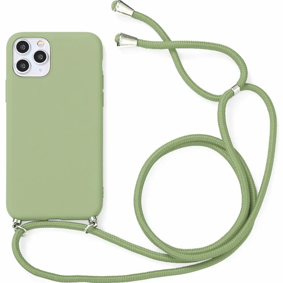 Yoedge kompatybilny z iPhone 11 6,1", etui na telefon z bardzo cienkim przewodem Soft TPU Bumper Etui 360 stopni, odporne na wstrząsy z regulowanym sznurkiem, zielone
