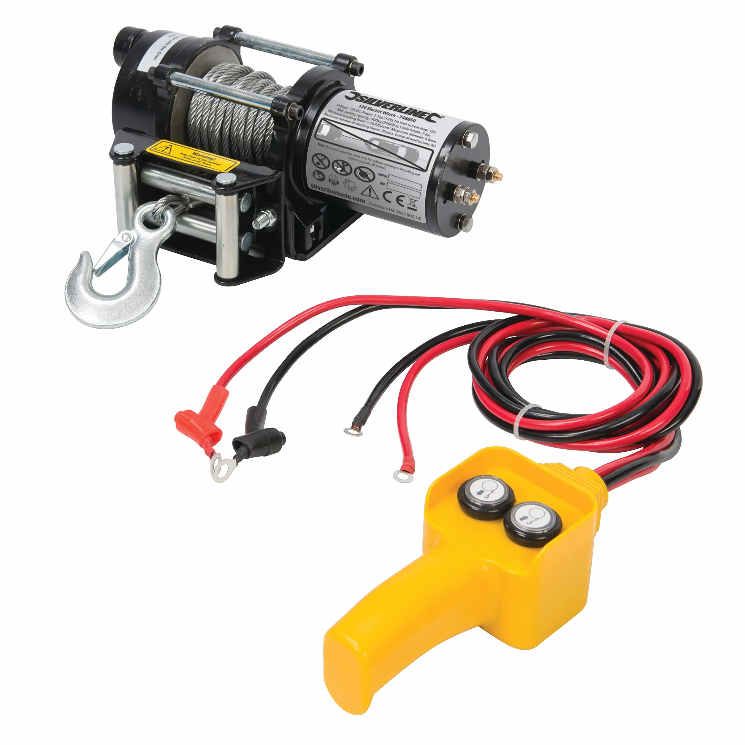 Silverline Wciągarka elektryczna DIY 12 V 900 kg (2000lb) (748850)