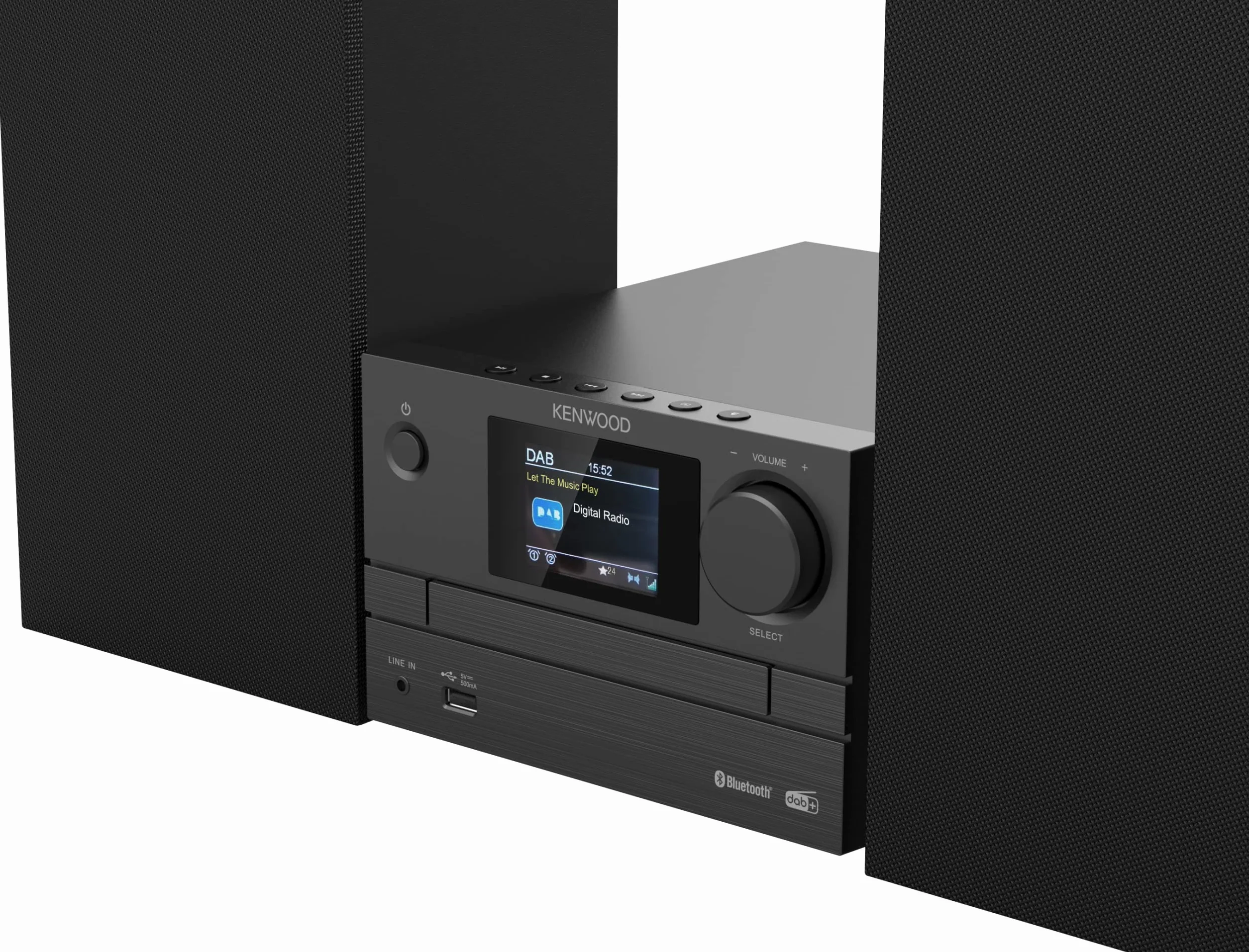 Kenwood M-525DAB - Micro system HiFi z CD, USB, DAB+ i Bluetooth strumieniowe przesyłanie strumieniowe audio, kolorowy wyświetlacz TFT 6,1 cm, pilot zdalnego sterowania