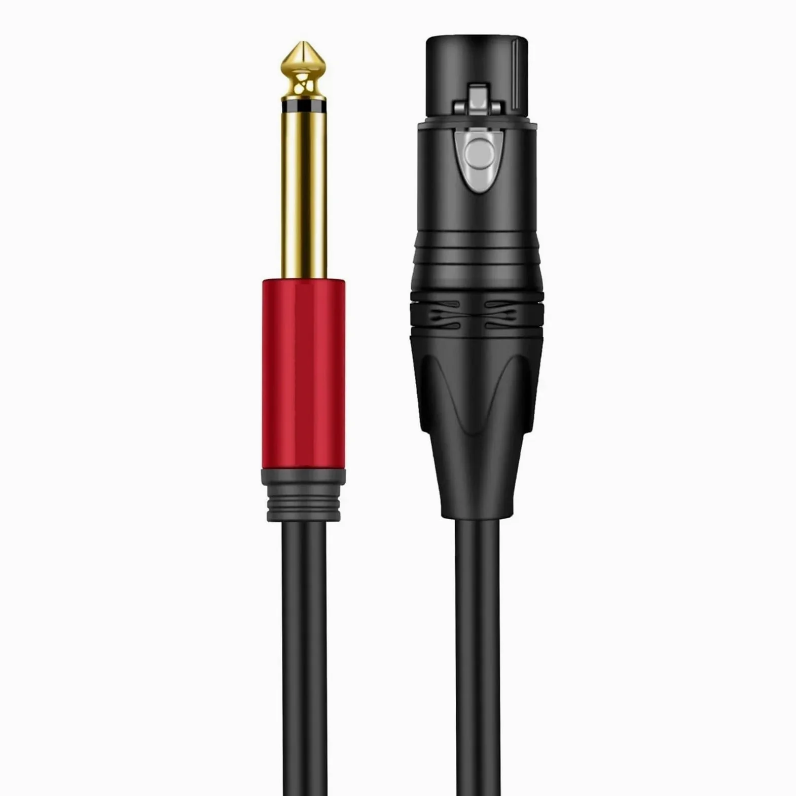 Kabel audio HiFi do głośników mikrofonowych, 6,35 mm na XLR, 3-pinowy żeński na 6,5 mm męski do miksera, gitarowy system stereo, wzmacniacz mocy (czerwony-TS, 15 m)