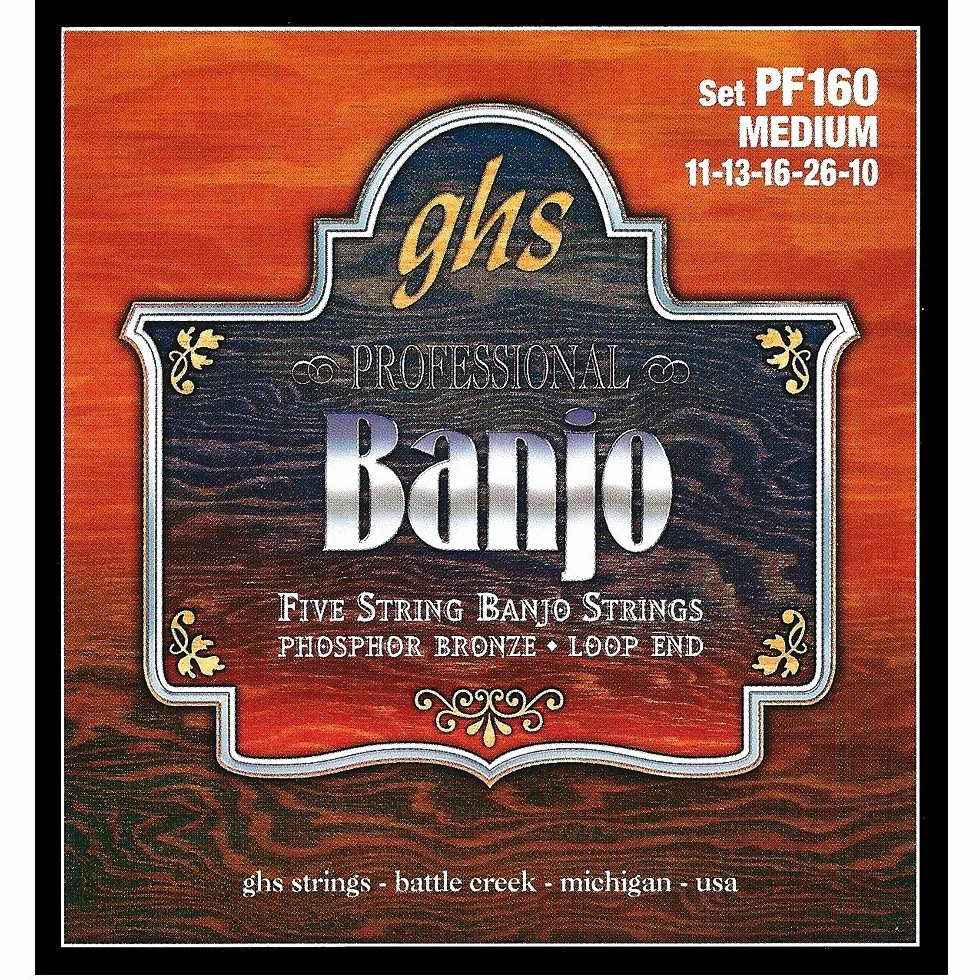 ghs PF 160 MEDIUM Banjo fosforowy brąz (5 stringów)
