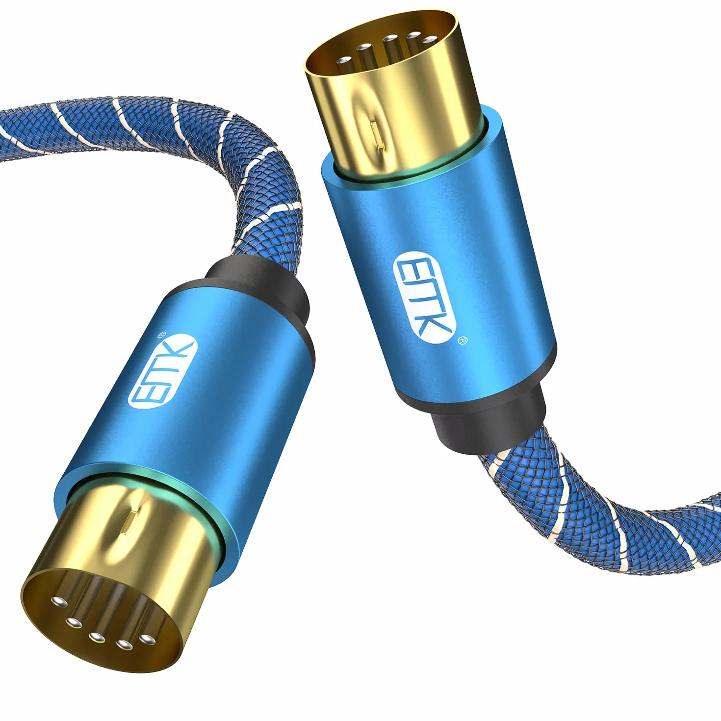 EMK Kabel Midi 5-pinowy kabel instrumentu z klawiaturą męską na męską, 5-pinowy kabel Din in-Out MI-DI do organów elektronicznych, mikser, fortepian, bębny, karta dźwiękowa (0,5 metra)