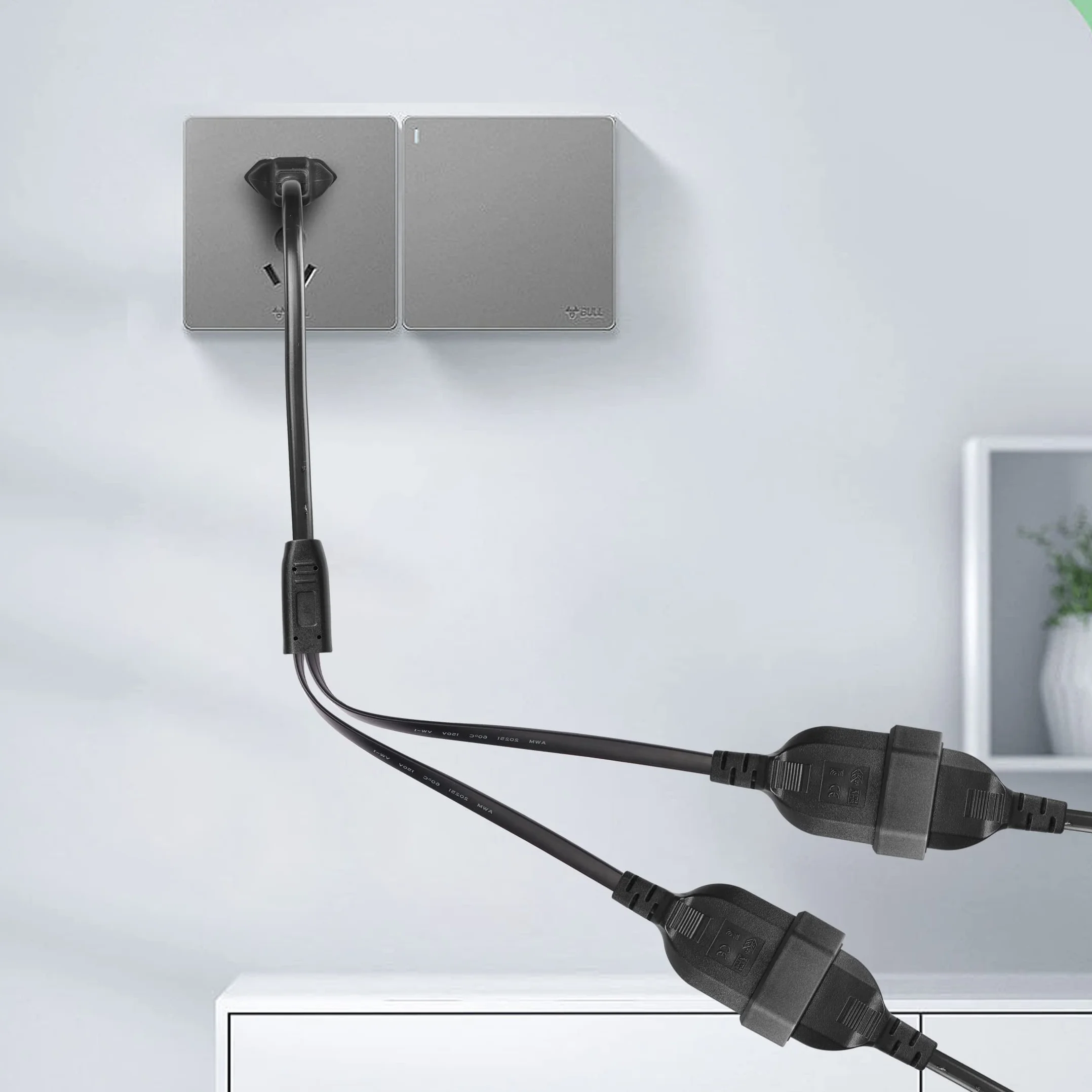 YACSEJAO Kabel zasilający przedłużacz kabel zasilający przedłużacz typu C wtyczka euro na gniazdo euro TV PC monitor projektor lampa urządzenia gospodarstwa domowego, 40 cm