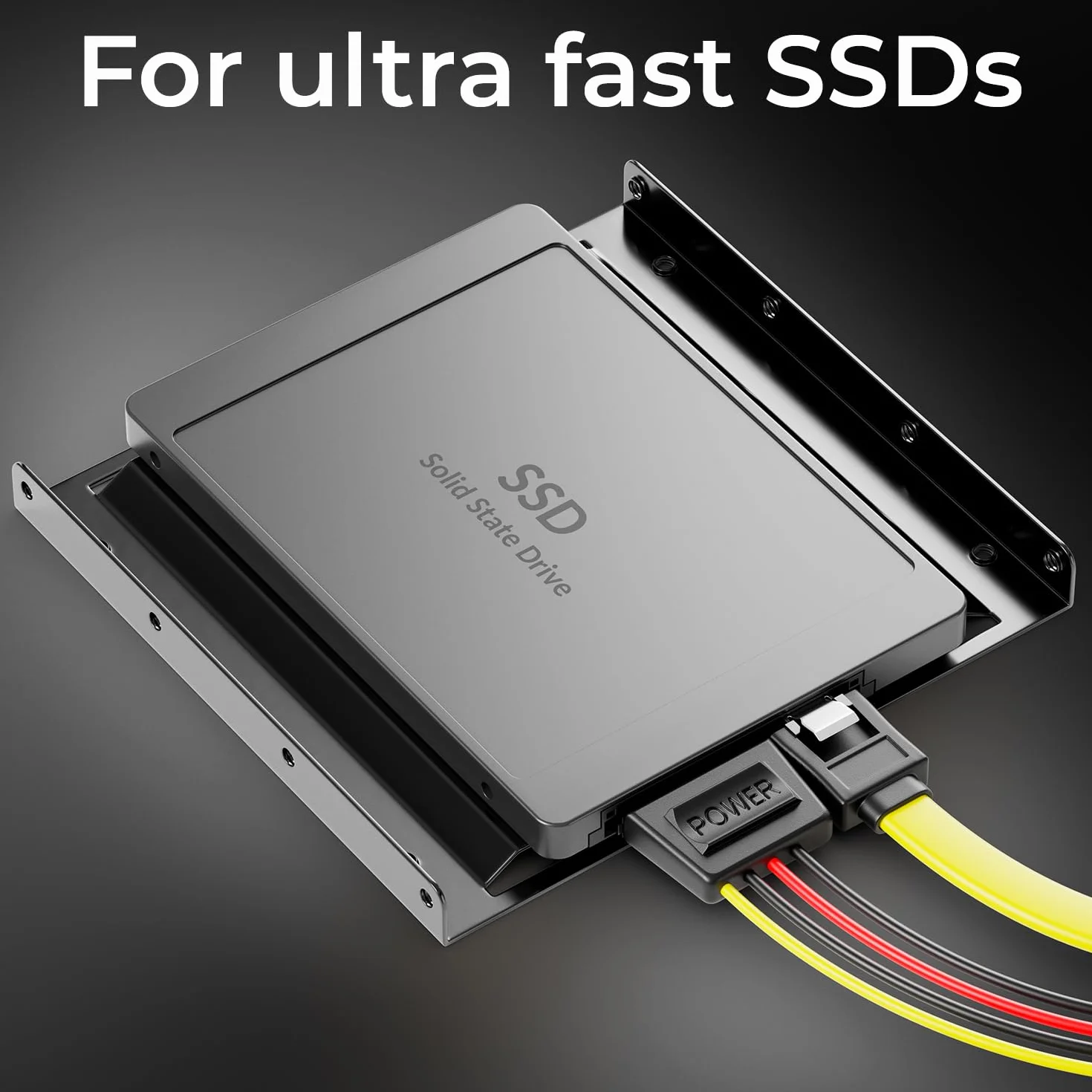 deleyCON Rama Montażowa dla Dysków Twardych 2,5" Adapter Dysków SSD do 3,5" Zdejmowana Rama Uchwyt Montażowy Szyny w Tym Śruby Adapter Zasilania Kabel SATA i Śrubokręt - Czarny
