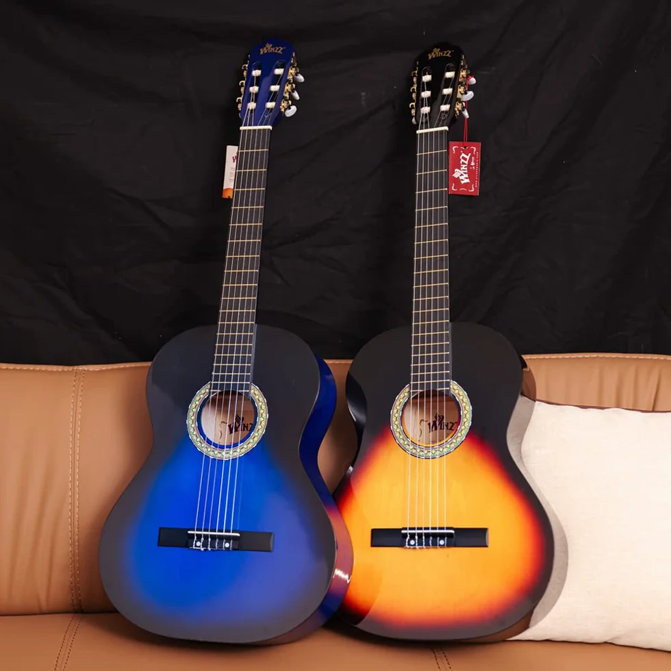 Winzz Z 80 cm gitara klasyczna 4/4 rozmiar dla dorosłych dzieci zestaw dla początkujących, blueburst