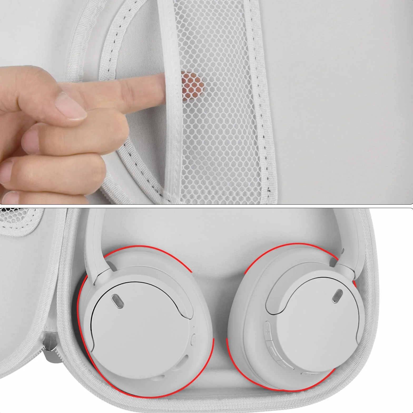 PAIYULE Etui do Sony WH-CH720N CH520 1000XM4 Bezprzewodowe Słuchawki Bluetooth z Redukcją Szumów, Torba Podróżna na Kabel USB (Tylko Pudełko) (Kolor Biały)