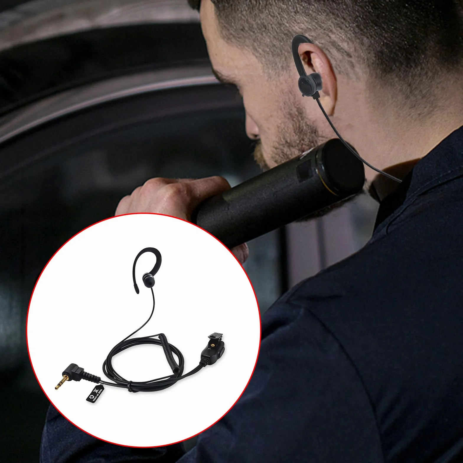 UAYESOK Zestaw słuchawkowy z 1 pinem, 2,5 mm, typ G Security słuchawki do Walkie Talkie Motorola Talkabout TLKR T92 H20 T60 T80 T82 XT180 radiowe, z mikrofonem PTT i zatyczkami do uszu (2 sztuki)