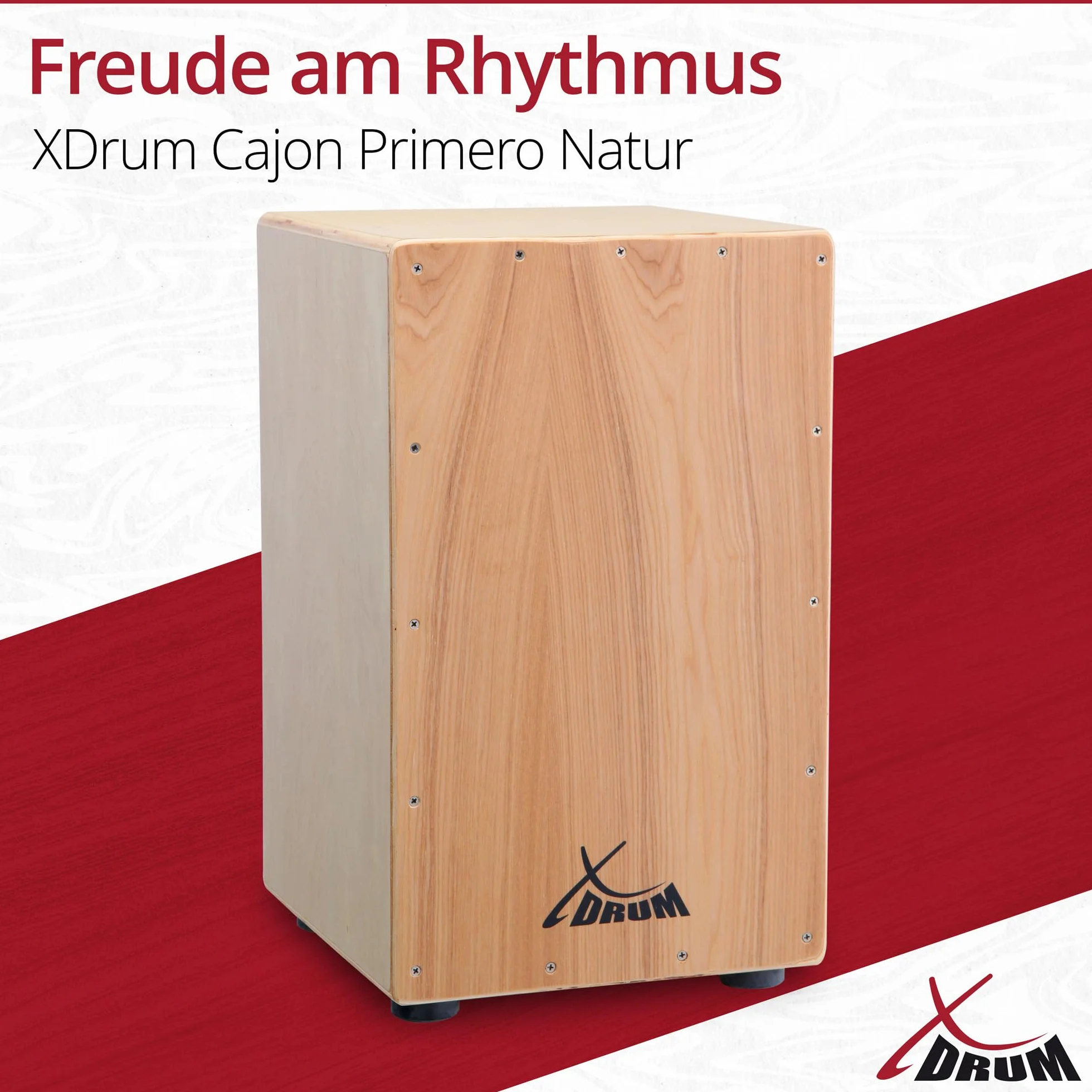 XDrum Primero Cajon naturalny, w tym kieszeń (dźwięk snare, bęben pudełkowy, pudełko perkusyjne, drewno, w tym torba Gig Bag i klucz imbusowy)