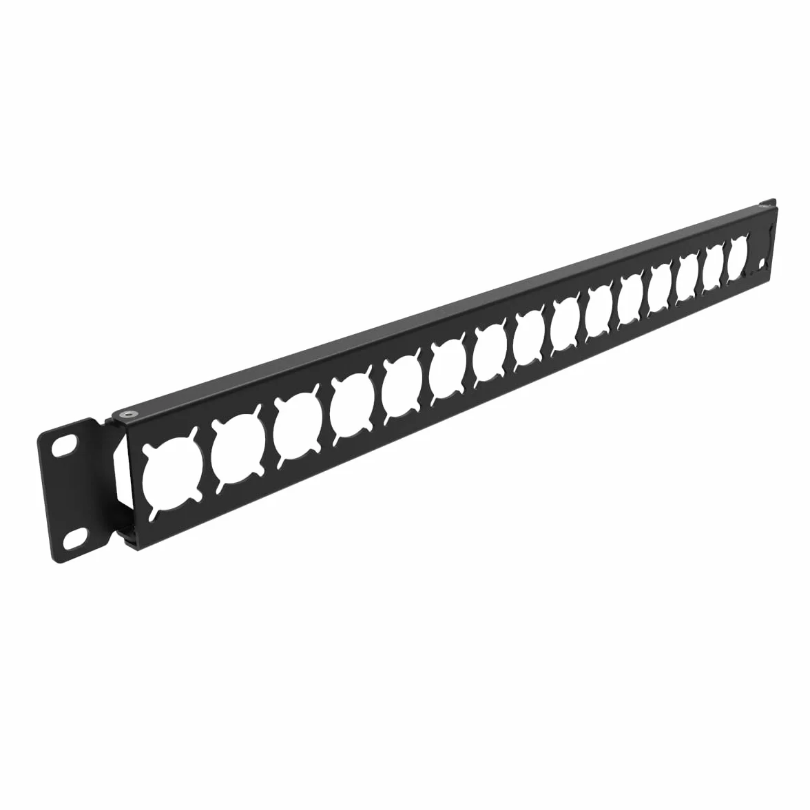 Panel 1U do montażu na zawiasach XLR HDMI 19 cali z 16 wykrojnikami serii D do szafy audio serwera