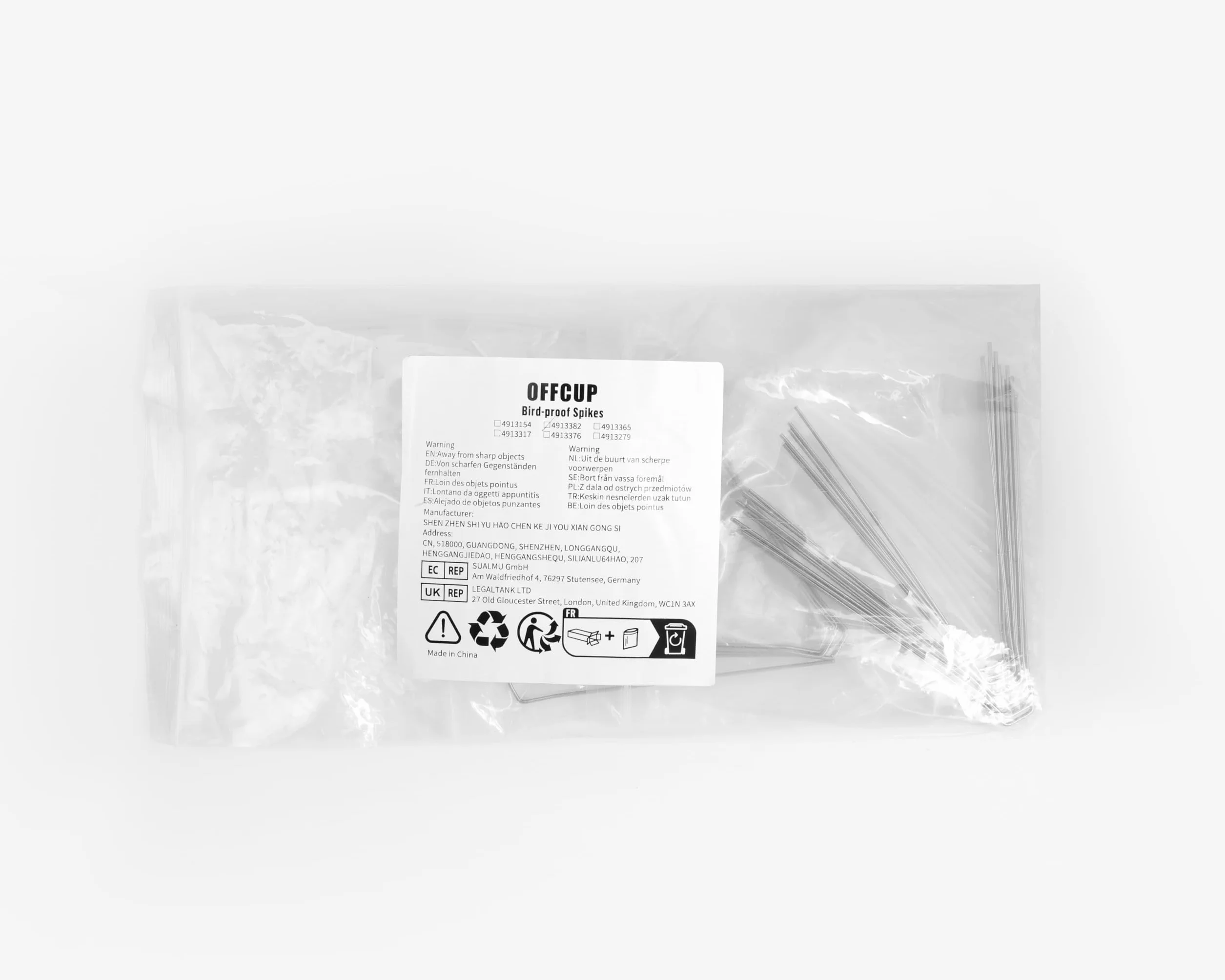 ãOFFCUP Kolce odstraszające gołębie ze stali nierdzewnej 1,75 m / 7 sztuk kolców z 10 opaskami kablowymi, odstraszacz ptaków, na balkon, dach, do ogrodu lub ochrona przed wzrokiem dla wron, mew iÓ