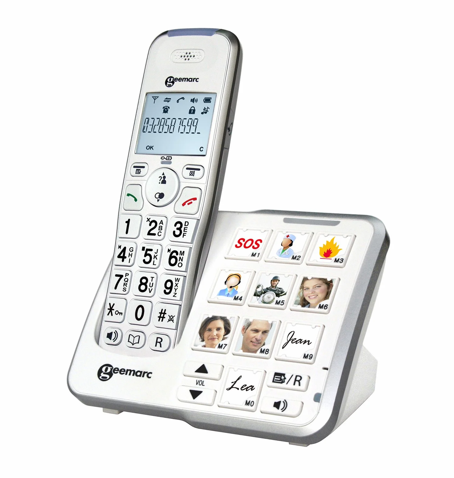 Geemarc Amplidect 295 Photo - wzmocniony telefon stacjonarny z automatyczną sekretarką, mocnym dzwonkiem i dużymi, dopasowywanymi przyciskami fotograficznymi dla seniorów – od niewielkiego do