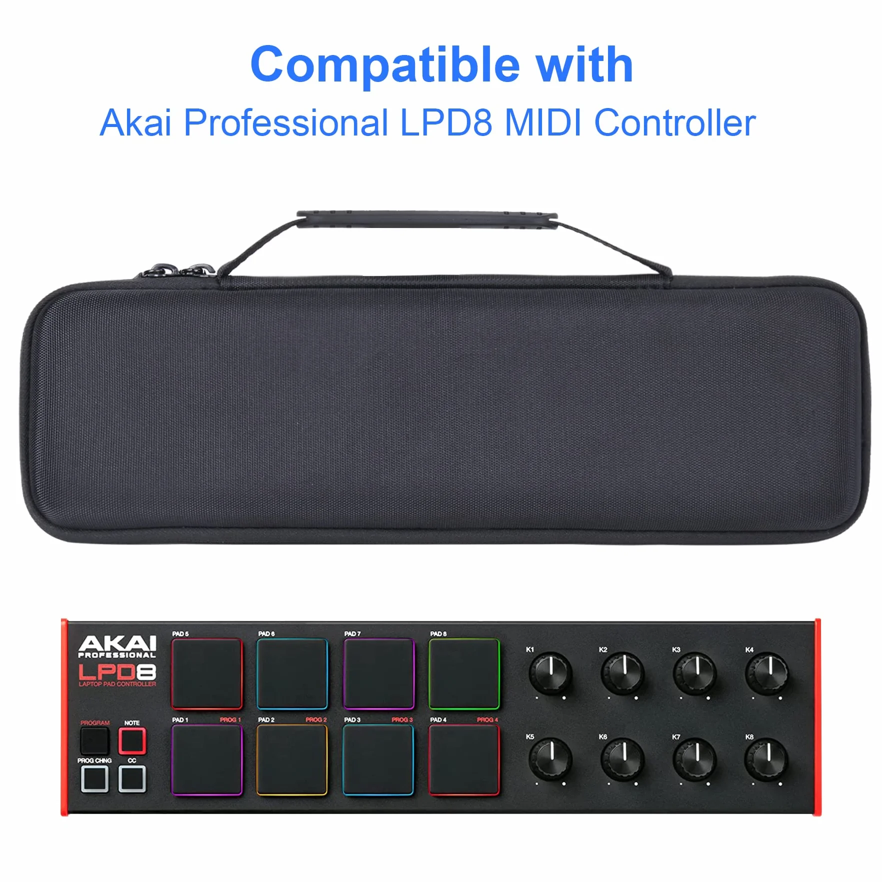 co2CREA Twarde etui podróżne do kontrolera klawiatury AKAI Professional LPD8 USB MIDI, tylko etui