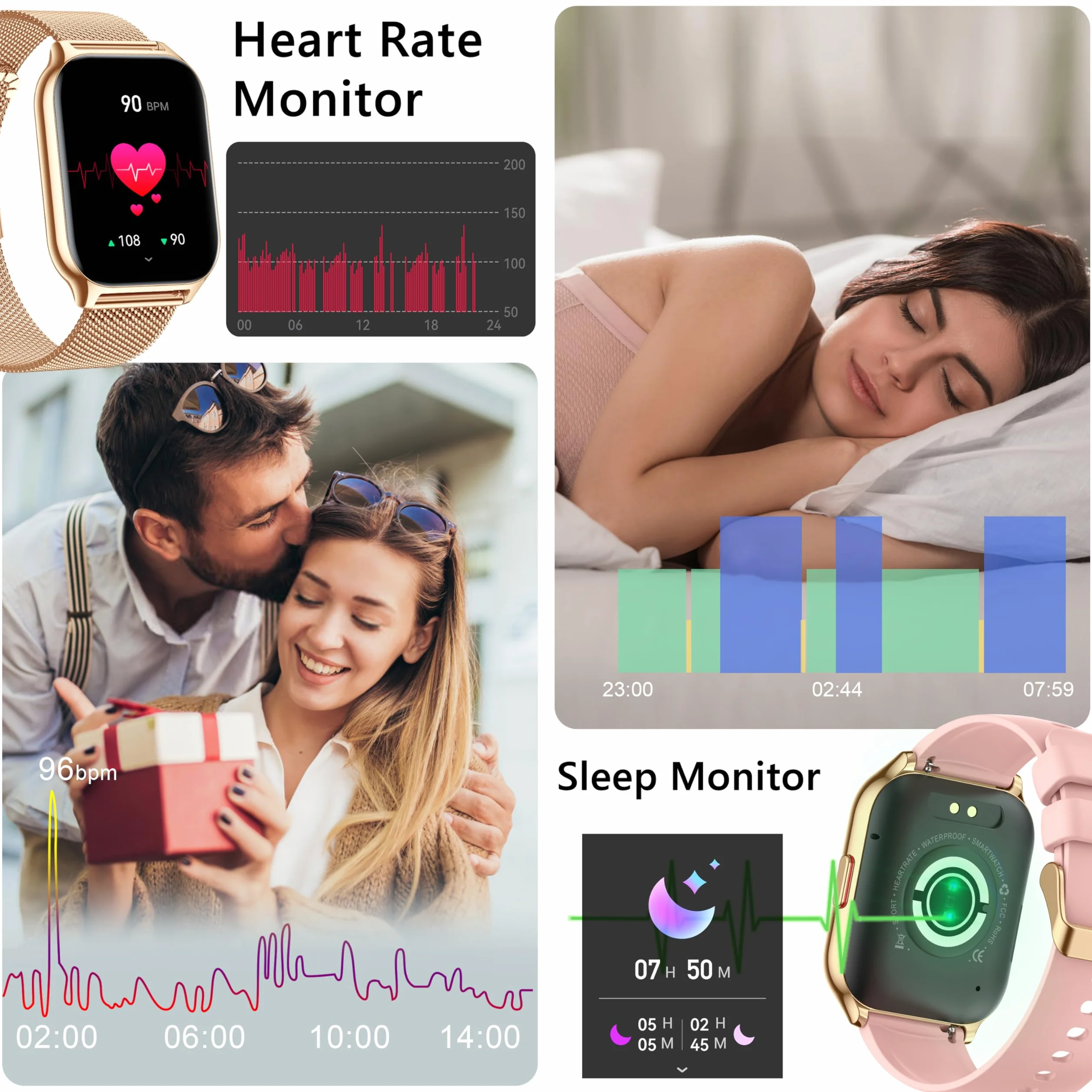 Smartwatch, odbieranie, nawiązywanie połączeń, 2-calowy smartwatch dla mężczyzn i kobiet, zegarek fitness z ciśnieniem krwi, monitorem snu, licznikiem kroków, ponad 110 sportów, smartwatche