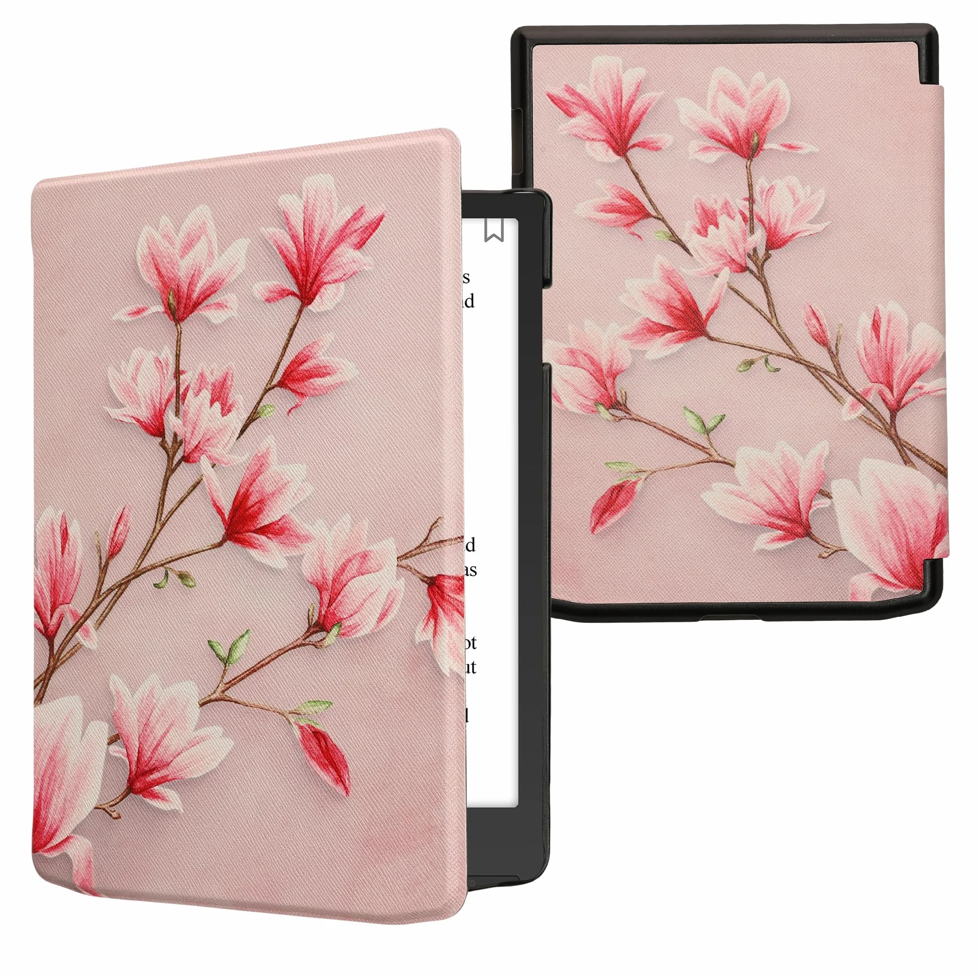 kwmobile Etui kompatybilne z Pocketbook InkPad 4 / Color 3 / Color 2 / Vivlio InkPad 4 / InkPad Color 3 etui - pokrowiec na czytnik e-booków - magnolie różowy/biały/zakurzony róż