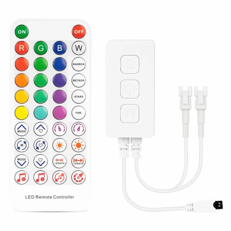 SP611E WS2812B WS2811 Bluetooth muzyczny kontroler taśmy LED IR38 klawisze zdalna aplikacja do adresowalnego oświetlenia LED DC5V-24V