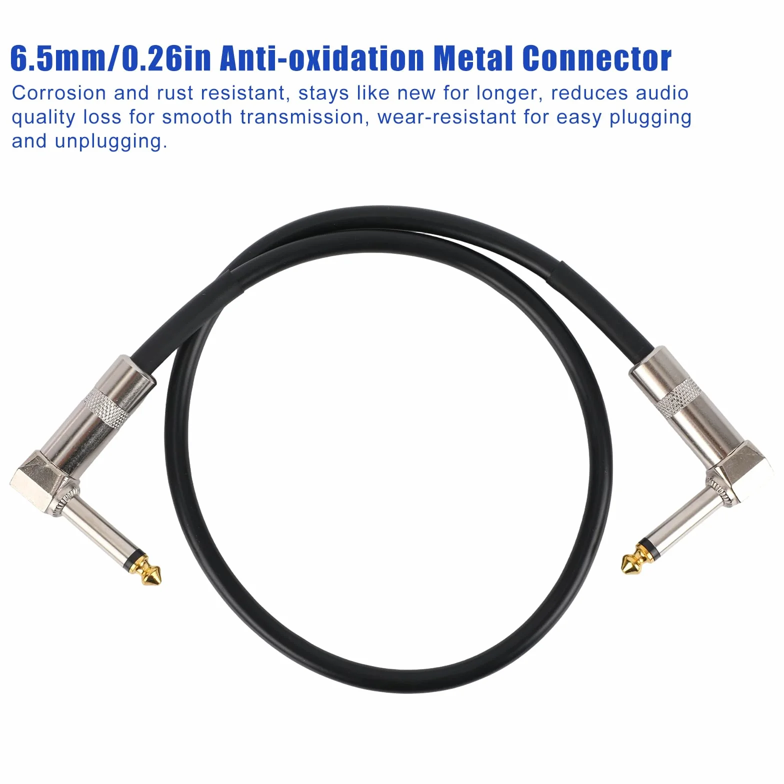2 Kable Połączeniowe do Gitary, 50 cm Kątowy Kabel Gitarowy Złącze Pedału Efektowego do Miksera Gitary Basowej Perform