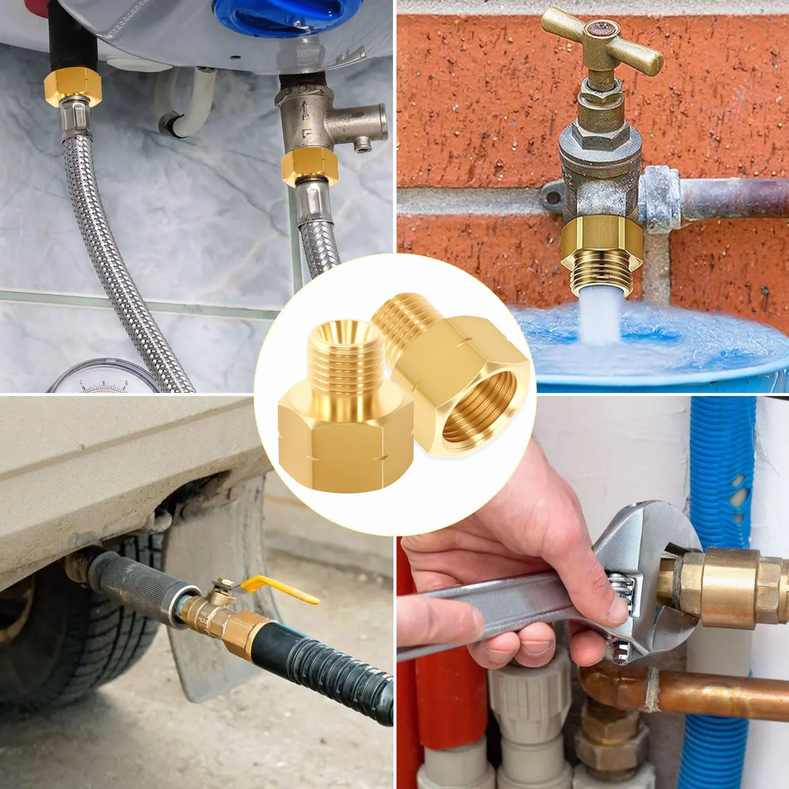 2 adaptery gazowe 3/8 na 1/4, złącze węża gazowego, armatura do kuchenki gazowej z mosiądzu, przyłącze węża gazowego, adapter LPG z mosiądzu do kuchenek gazowych i kempingowych