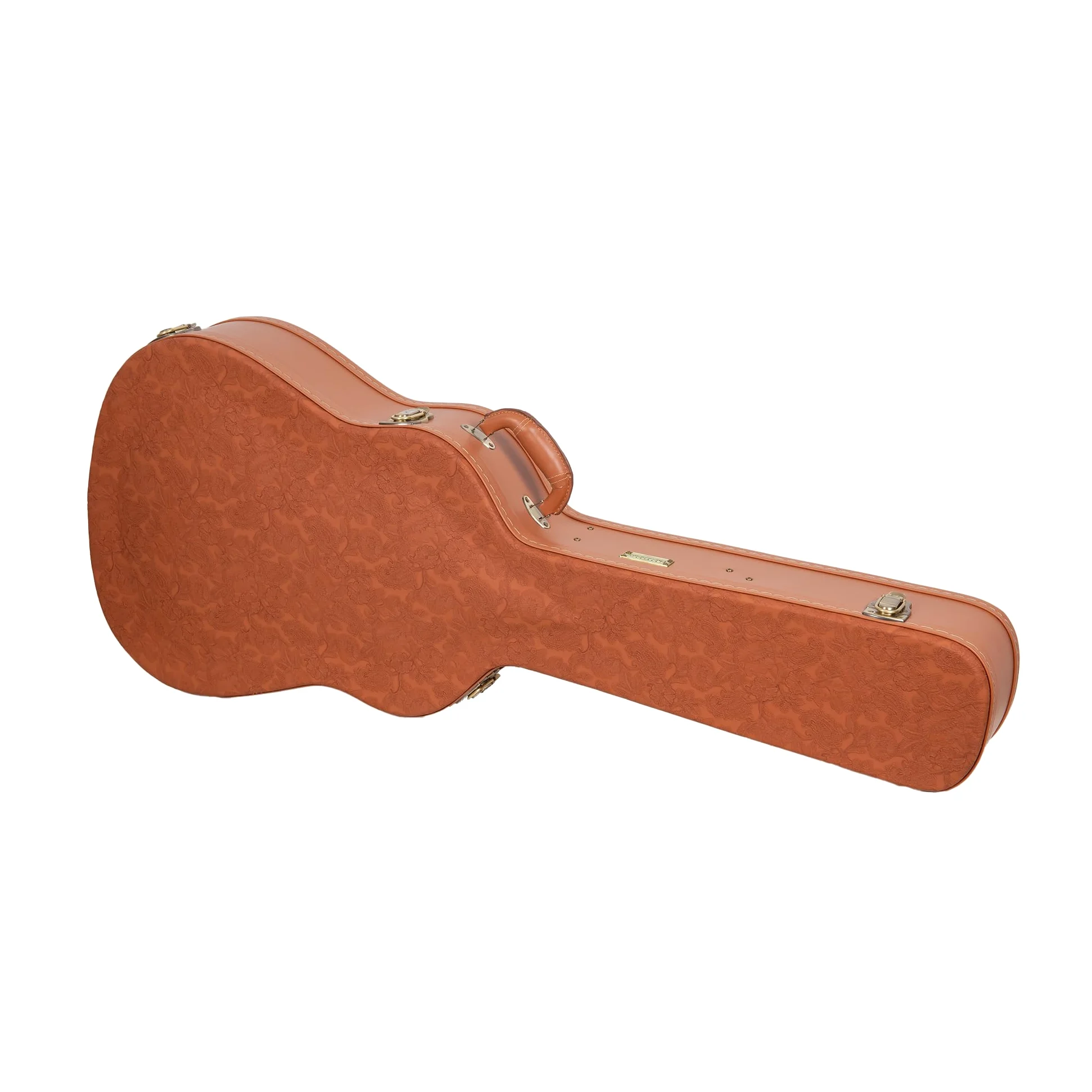 Crossrock Seria Relief - drewniana obudowa do gitary Gibson Acoustic i Martin Dreadnought, z wysoce teksturowaną powierzchnią, imitacja polaru z norek, zatrzaski ze stali nierdzewnej - czerwone drewno