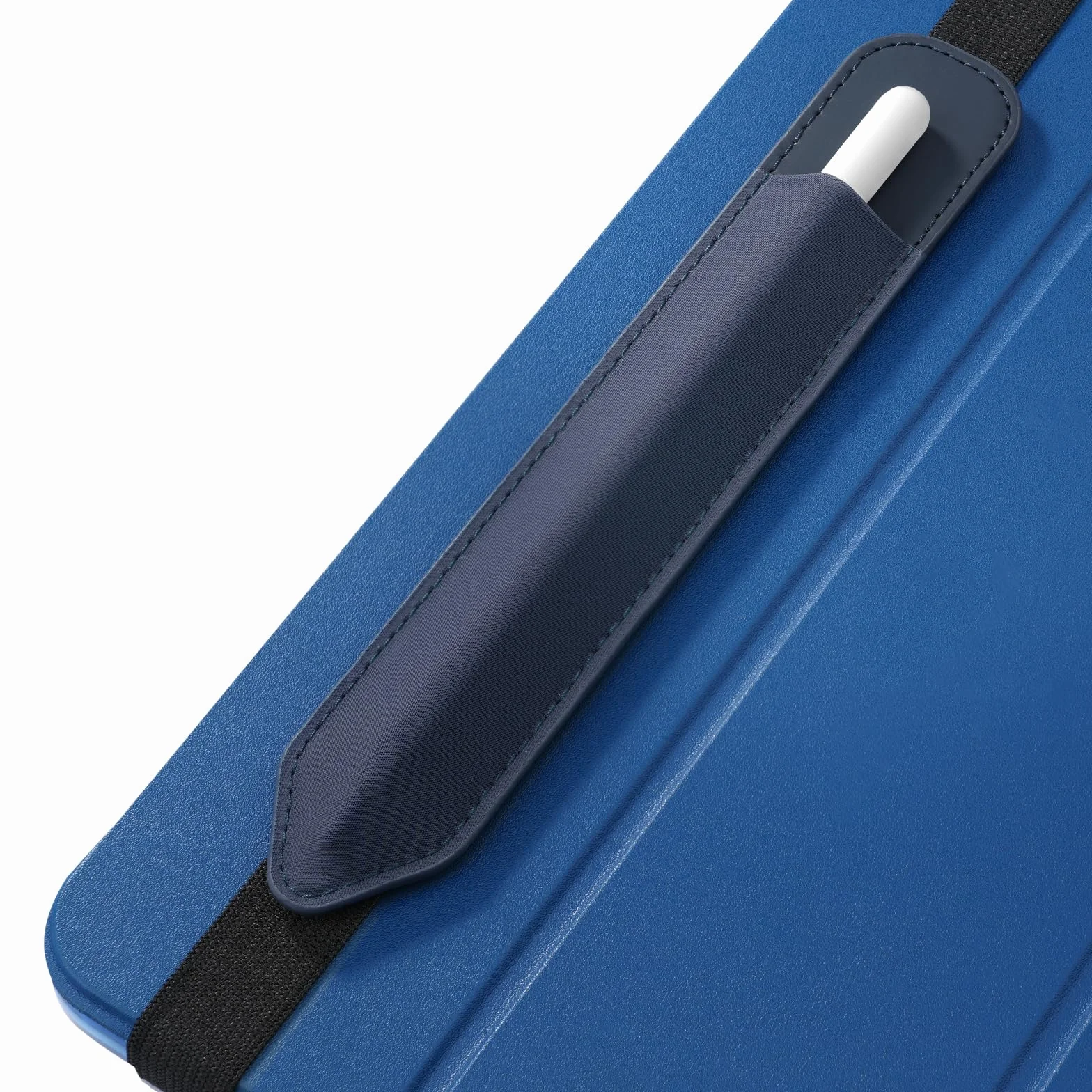 MoKo Etui na ołówki pasuje do Apple Pencil (Pro i USB-C i 1. i 2. generacji), odpinana elastyczna kieszeń na długopis z gumką przymocowana do etui iPada, Indygo
