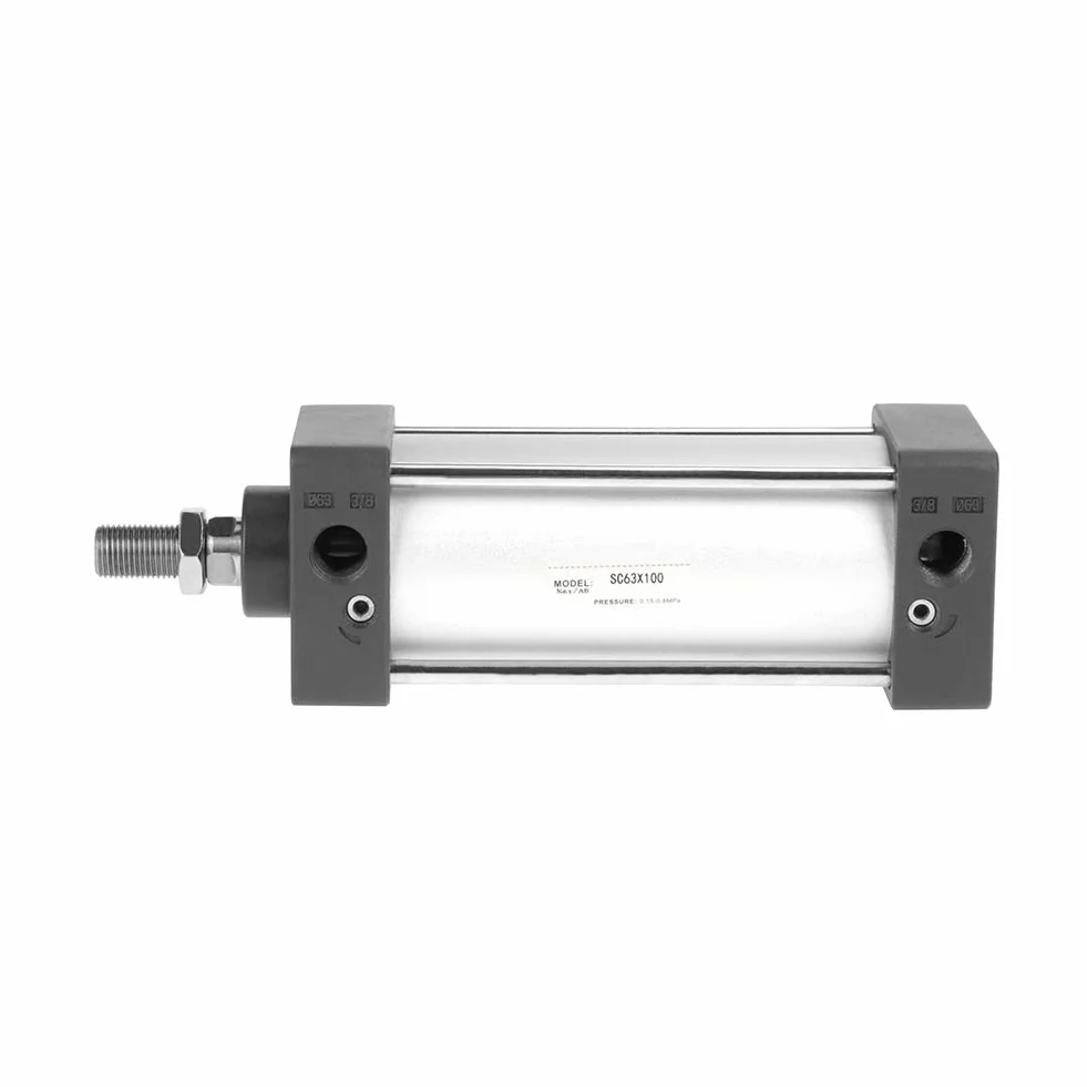 Pneumatyczny siłownik pneumatyczny ze stopu aluminium 100mm skok 63mm otwór przykręcany tłoczysko pneumatyczny siłownik pneumatyczny podwójnego działania 0,1-1,0 MPa