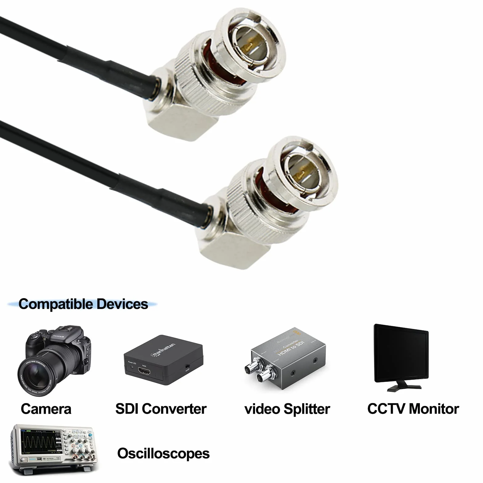 Kable Alvin's Cables 3G SDI BNC HD SDI 75 Ohm Cienkie Elastyczne dla Sony FS5 | FS7 | FX6, Atomos Shogun Inferno, Atomos Ninja, prosty do prostego 30CM