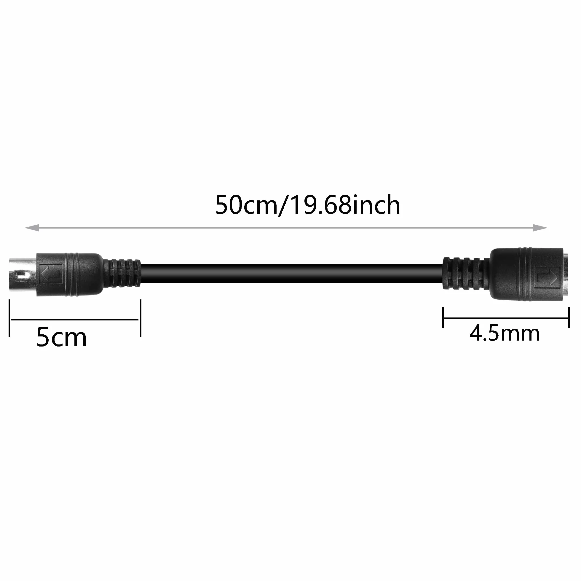 Kabel przedłużający MIDI DIN 5-pinowy męski na żeński kabel audio do syntezatora klawiatury MIDI, organów, fortepianu elektrycznego, gitary MIDI (50 cm)