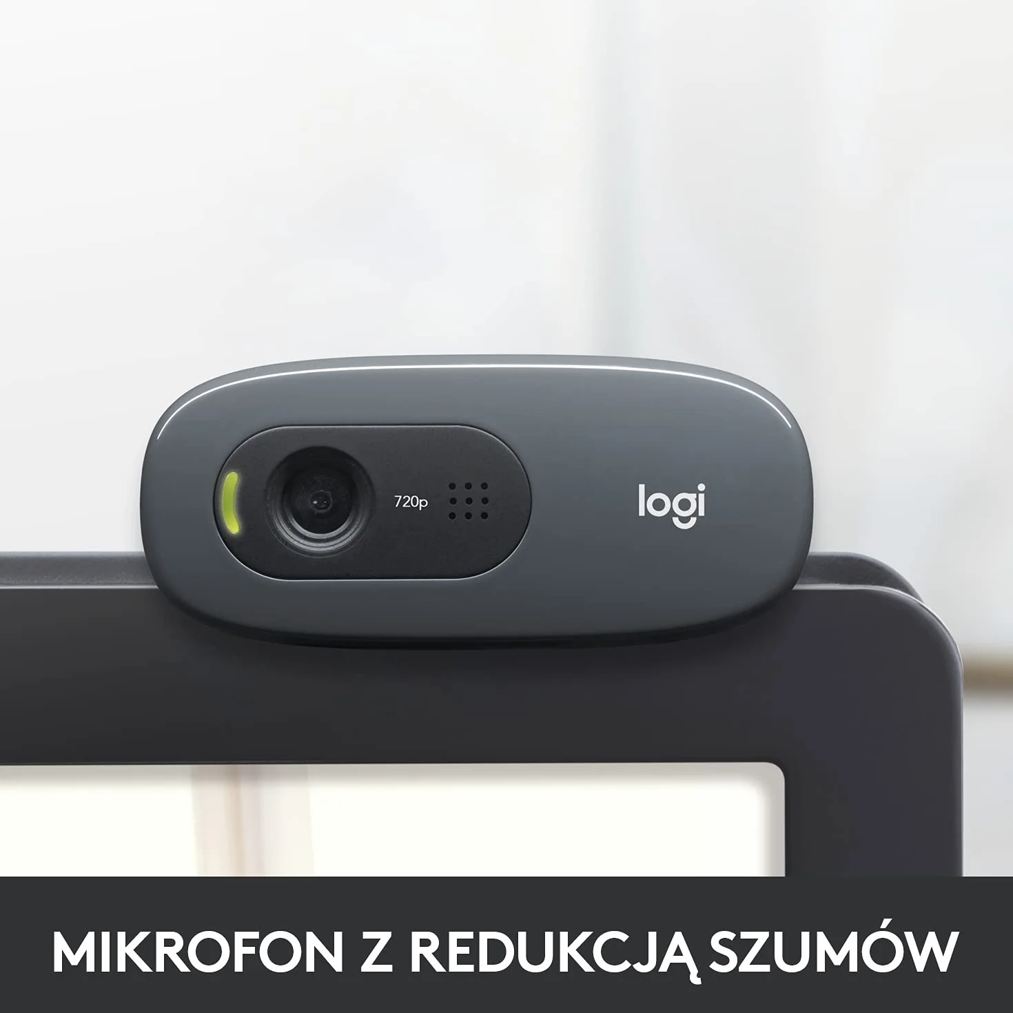 Logitech C270 kamera internetowa, HD 720p, pole widzenia 60°, stała ostrość, korekcja ekspozycji, port USB, redukcja szumów, uniwersalny uchwyt, do Skype, FaceTime, Hangouts, itp. - czarna