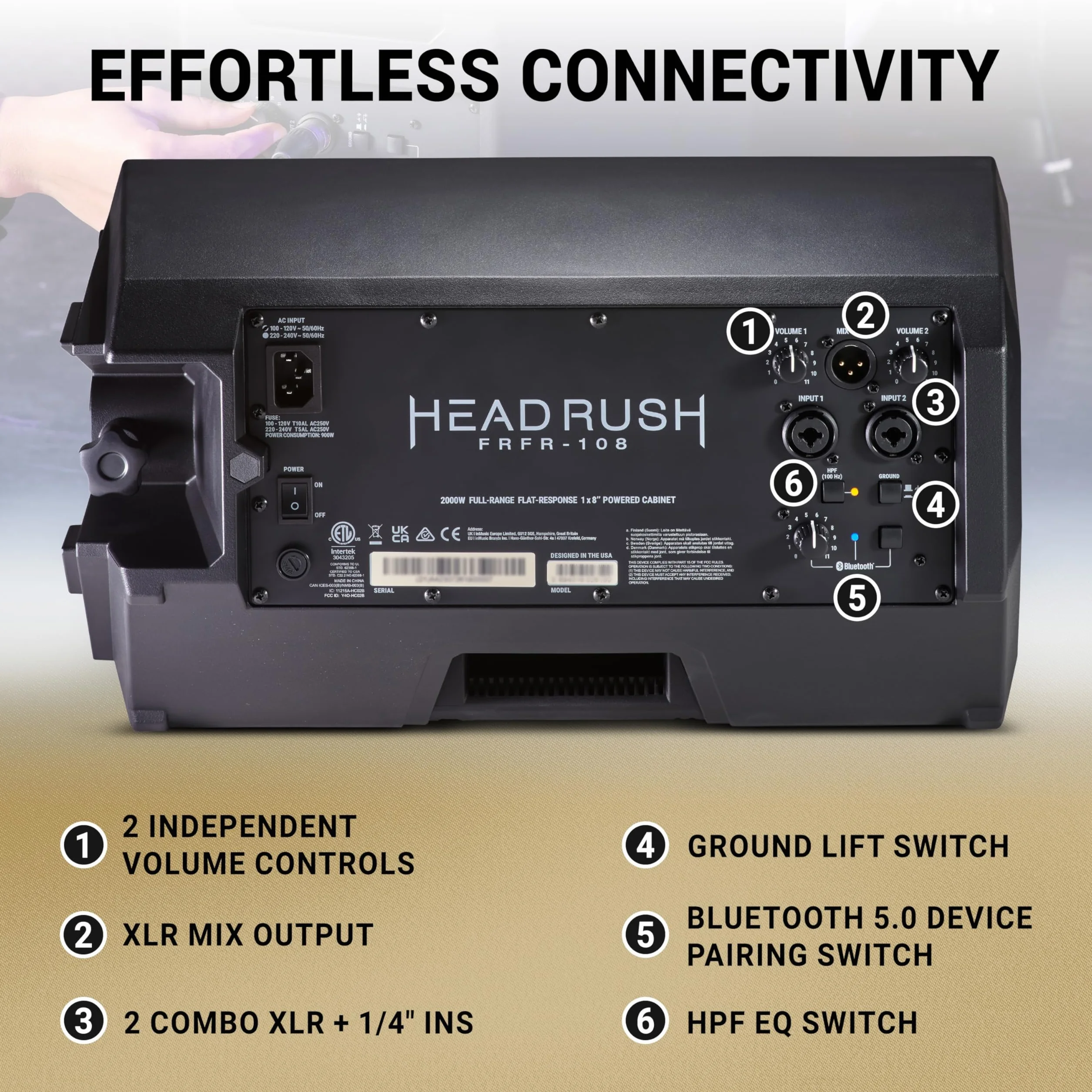 HeadRush FRFR108 MKII Wzmacniacz do gitary elektrycznej i basowej 2000W Bluetooth 8"