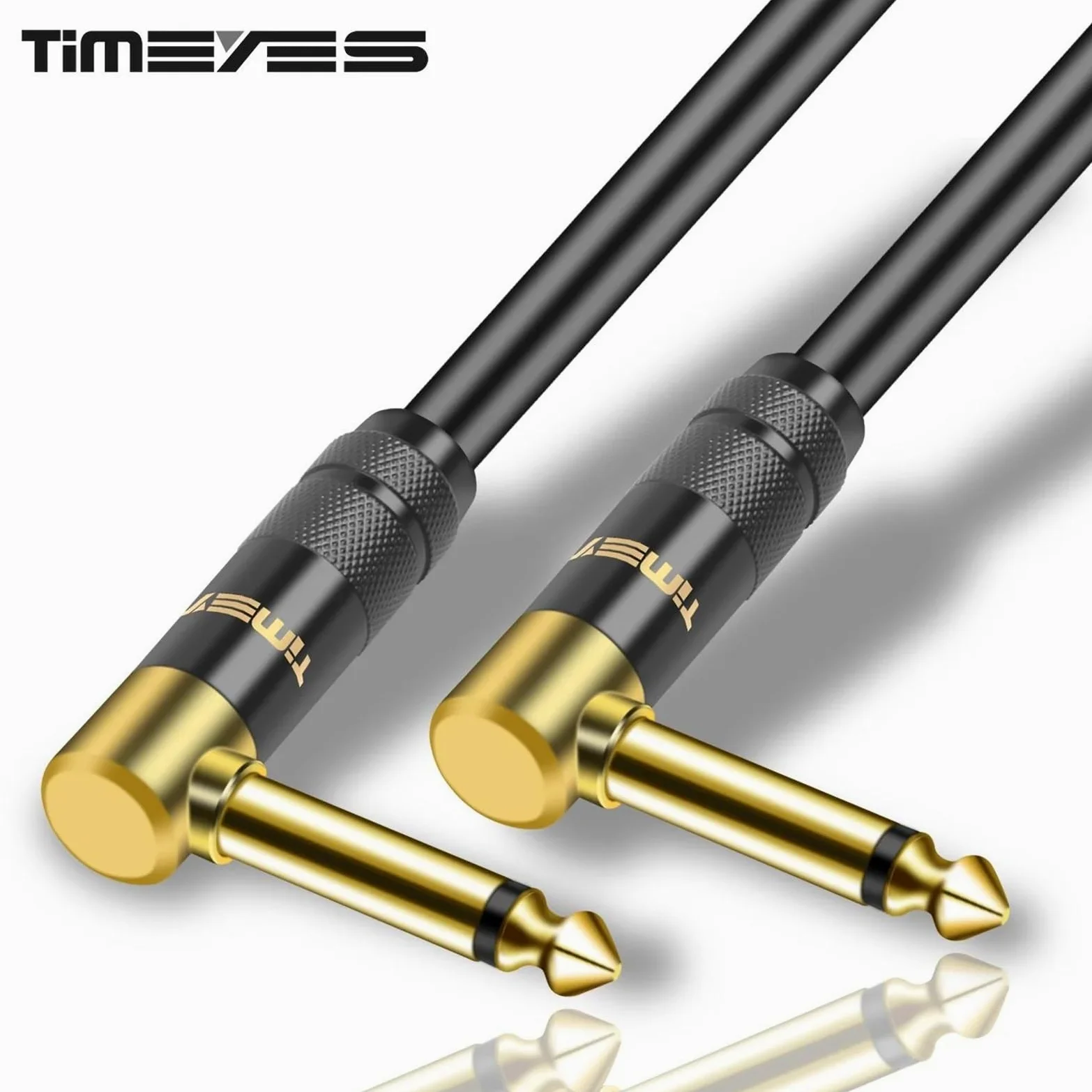 Kabel do gitary elektrycznej i basu, Kabel gitarowy męski-męski 1/4 cala, kątowy, opakowanie 2 sztuk, różne rozmiary(Pack of 2,10m)