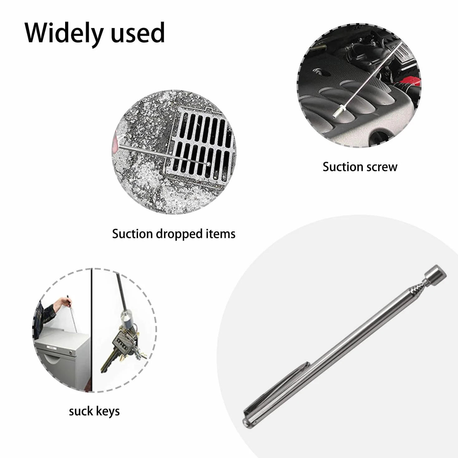 Teleskopowy drążek magnetyczny 63 cm - przenośne narzędzie do odzyskiwania - wysuwany magnes metalowy