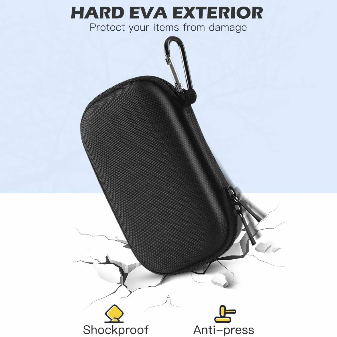 AGPTEK Twarde etui do przechowywania i ochrony Mp3(10cm)/słuchawki/klucz z podwójną siatką i podwójnym zamkiem błyskawicznym do A19/A17 MP3 (rozmiar : 13.2CMx7CMx3.8CM, kompatybilne z 2,4-calowym