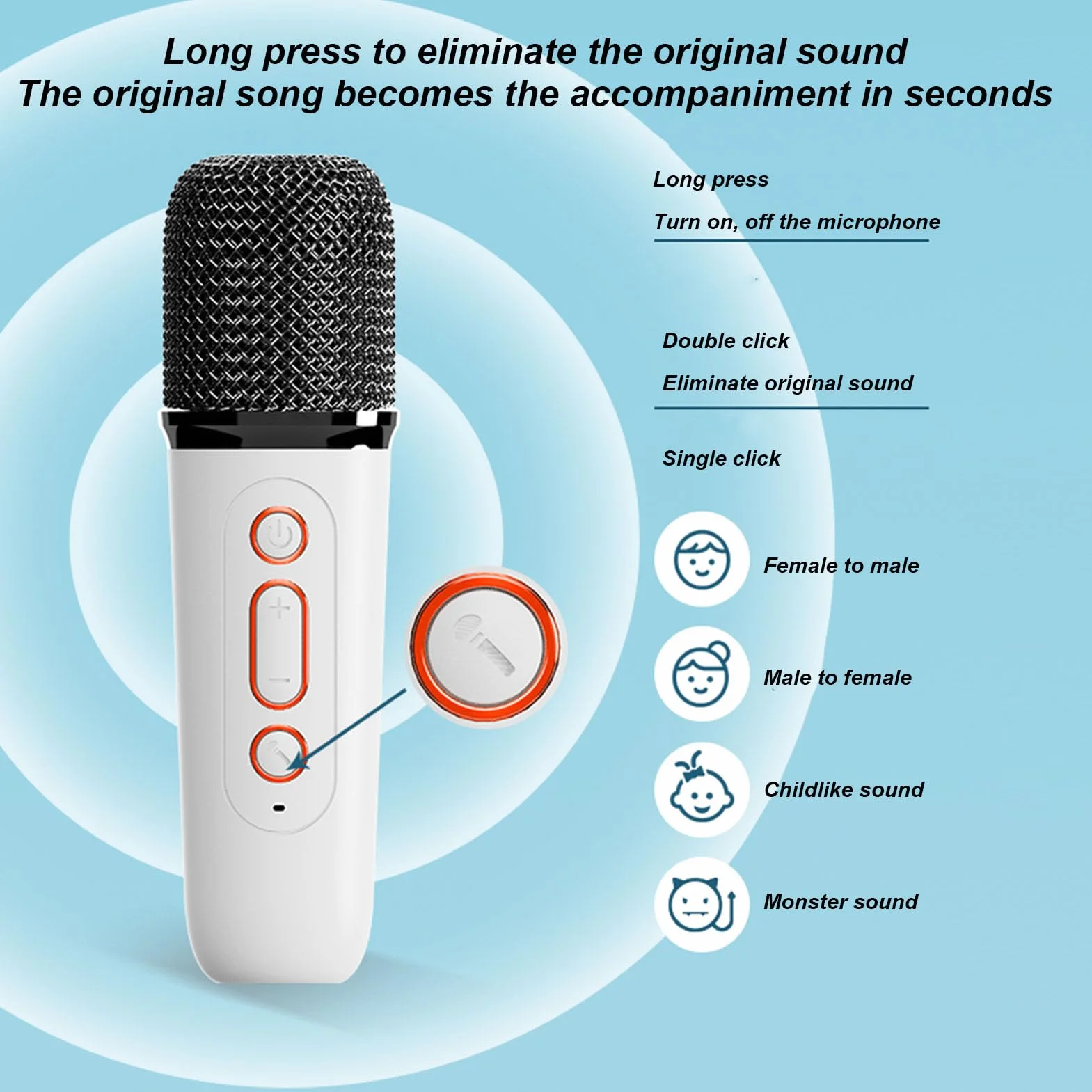 Mini Maszyna do Karaoke, Stereofoniczny Przenośny Głośnik BT z Oświetleniem RGB, Przenośny Zestaw do Karaoke z 2 Mikrofonami Bezprzewodowymi Preferowany Poziom Amatorstwa (White)