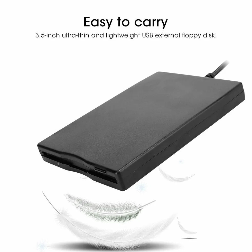 Zewnętrzny napęd dyskietek USB 3,5", przenośny czytnik dysków, ultra cienki dysk Floppy Drive do Win10, 7, 8, Vista, XP, ME, 2000, SE, 98