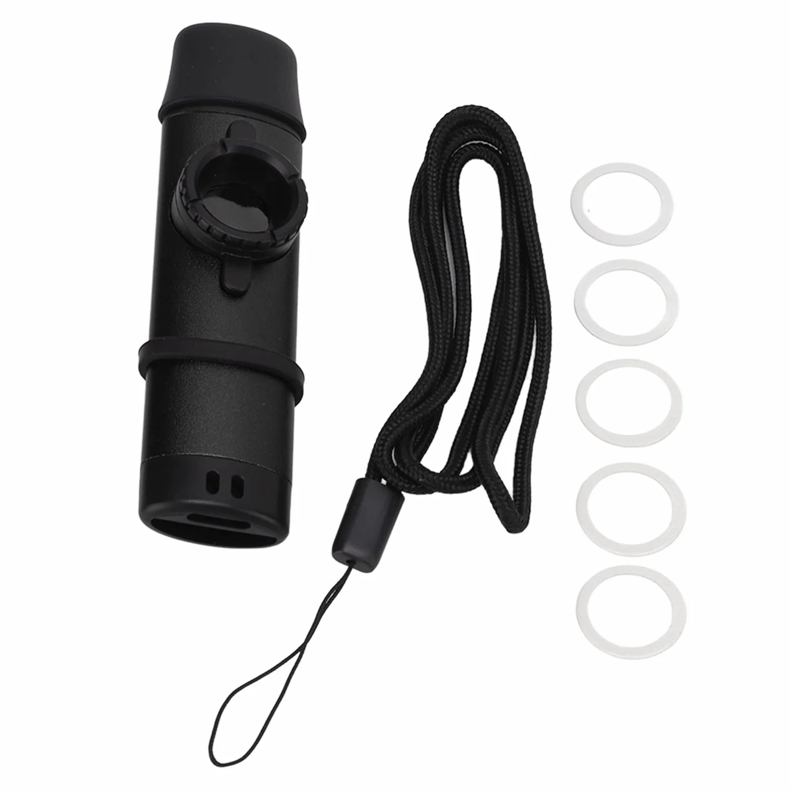 Kazoo Regulowany Ustnik z żywicy Metalowe Instrumenty Muzyczne Kazoos z Membranami Fletu ze Smyczą(Czarny)