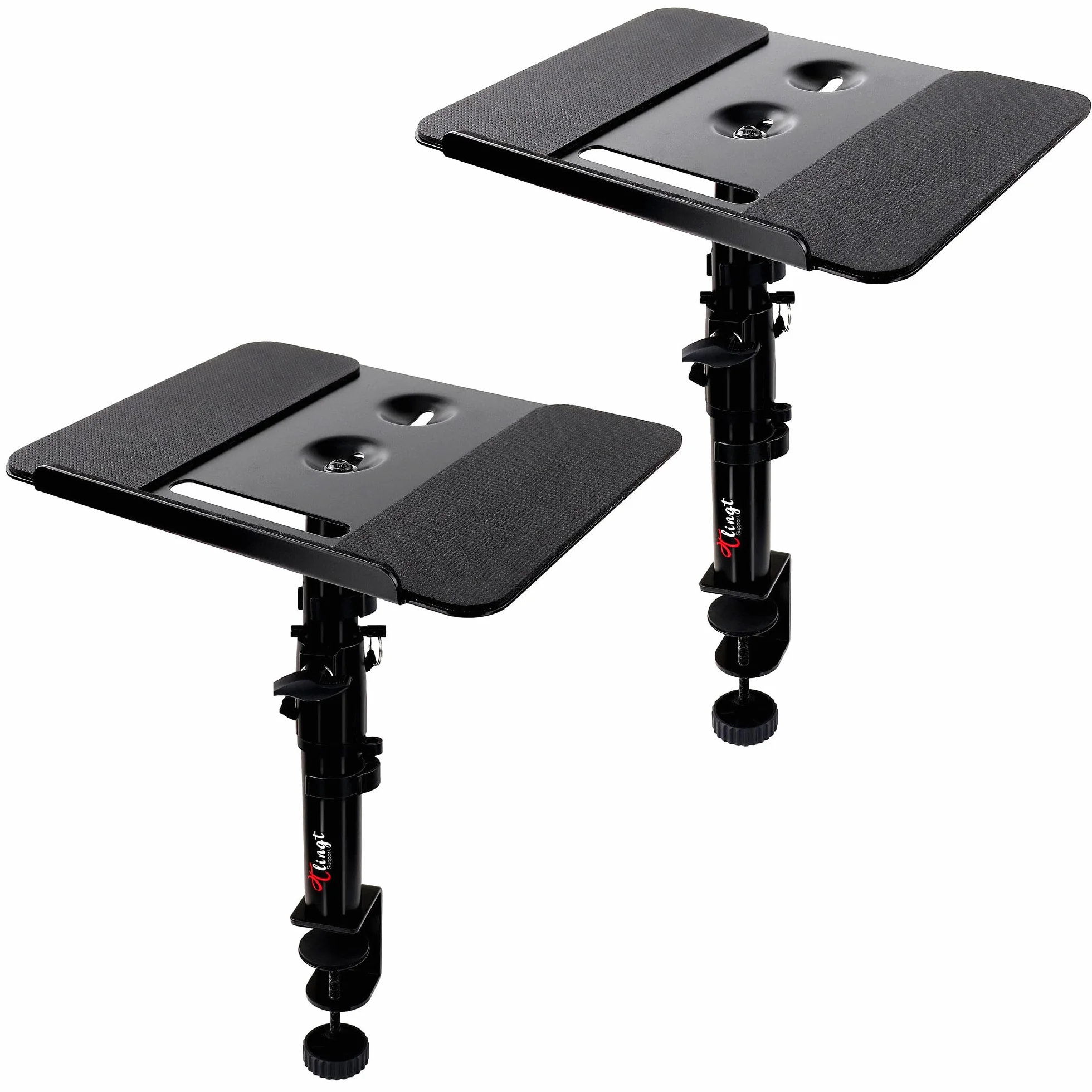 Deluxe stojak na monitor studyjny, stojak na głośniki biurkowe (2-pak) - wytrzymała metalowa taca 30 x 23 cm, kąt nachylenia od -10° do +10°, idealny do monitorów studyjnych, głośników
