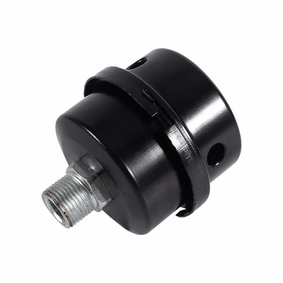 Nikou Części filtra oleju sprężarki powietrza tłumik, 3/8" 16 mm metalowy tłumik gwint dolotowy sprężarki powietrza do części zamiennych sprężarki powietrza filtr powietrza