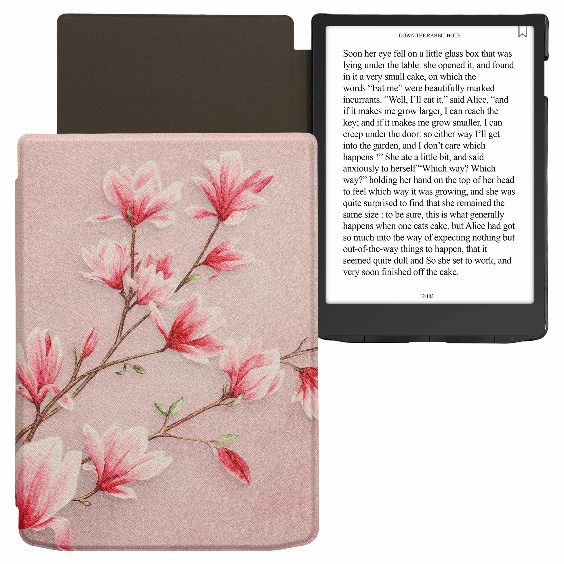 kwmobile Etui kompatybilne z Pocketbook InkPad 4 / Color 3 / Color 2 / Vivlio InkPad 4 / InkPad Color 3 etui - pokrowiec na czytnik e-booków - magnolie różowy/biały/zakurzony róż