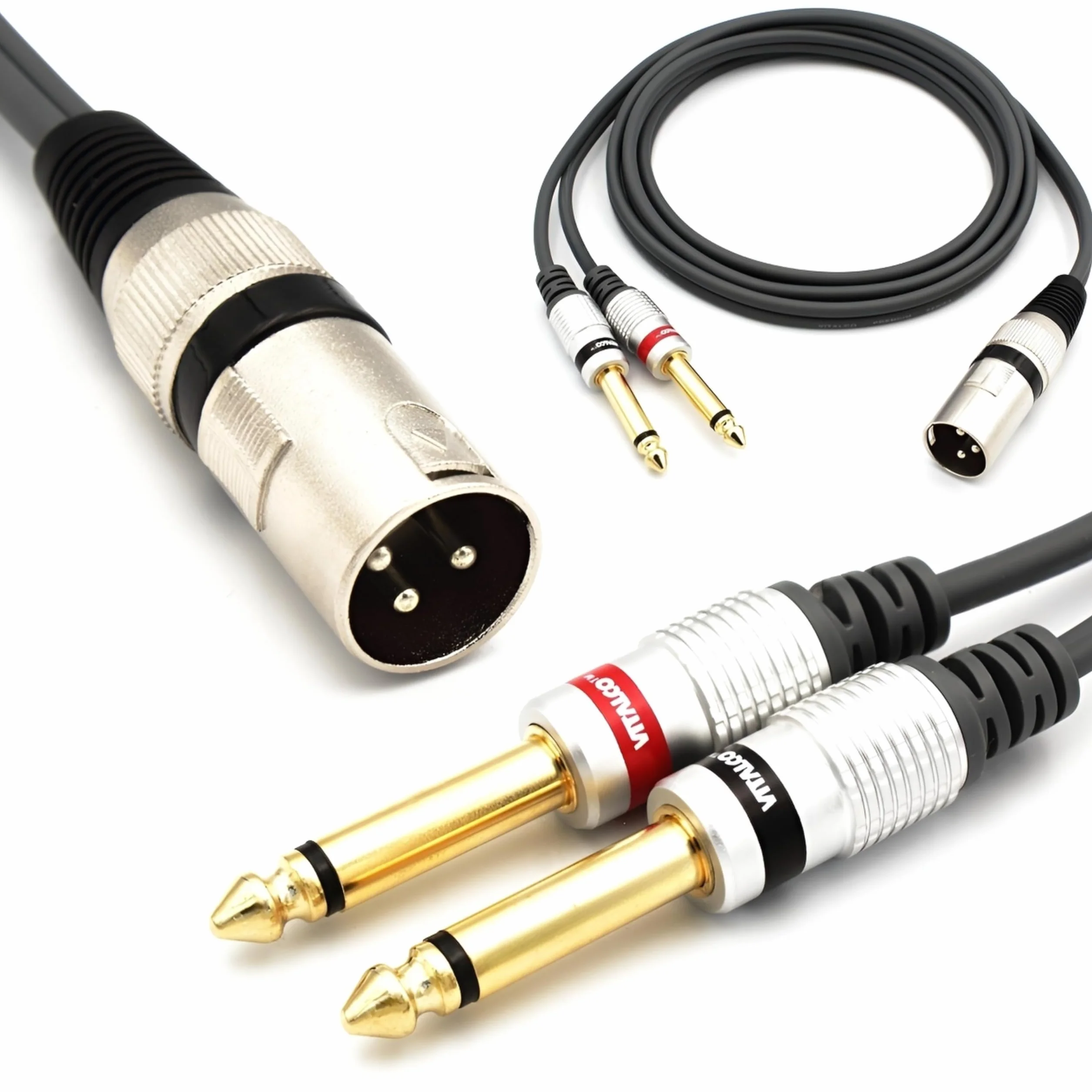 Wtyczka XLR na 2 x 6,3 mm TS kabel Vitalco 1,5 m kabel mikrofonowy 3-biegunowy na wtyk jack adapter audio