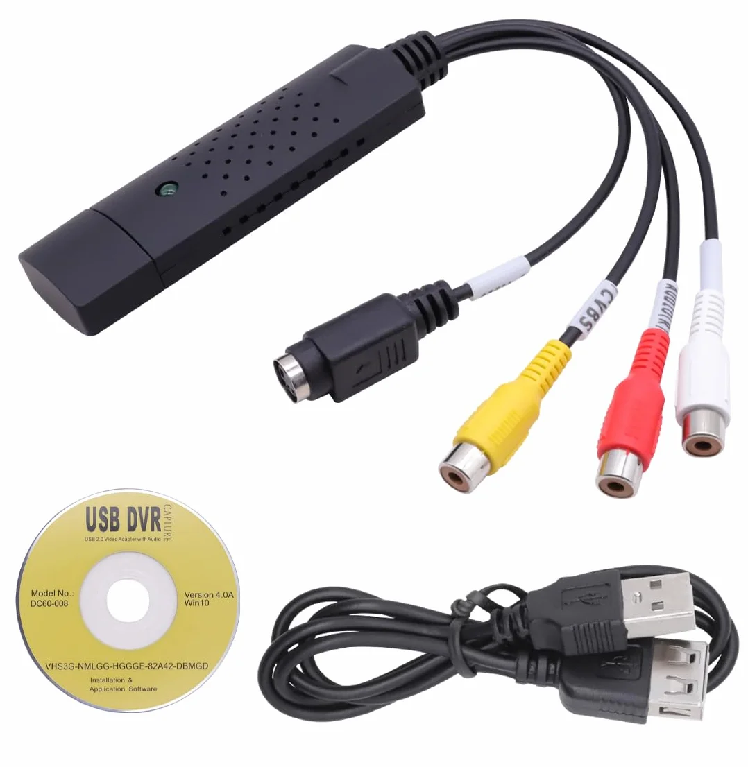 VHS na USB 2.0 grabber wideo, VHS digitalizacja urządzenia, urządzenie przechwytywania wideo 1080p, konwerter audio wideo do Mac, Windows 2000, XP, WIN7/8/10/11, Vista