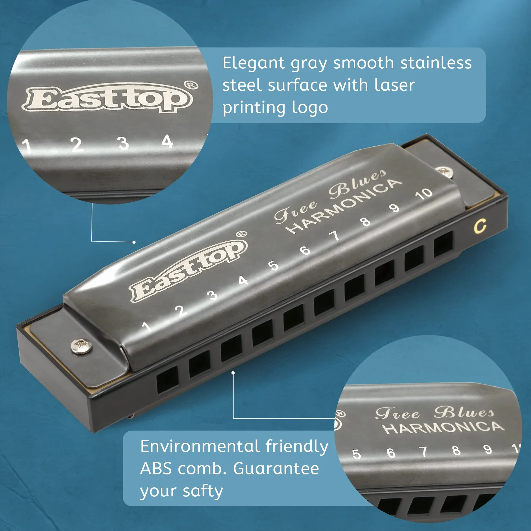 East top Harmonijka C diatoniczna 10 otworów niebieska